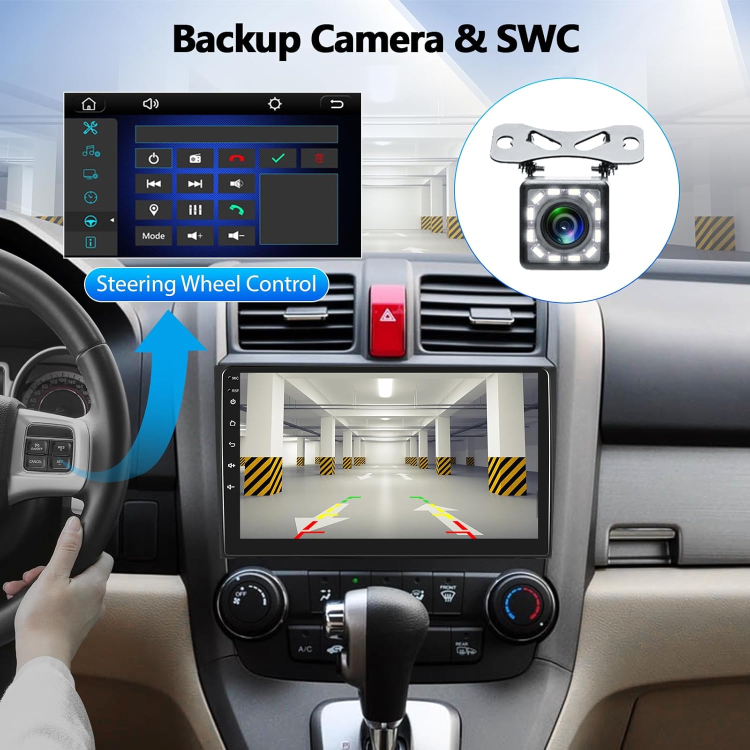 Reproductor MP5 estéreo para Honda CRV 2007-2011 Radio de coche con Apple Carplay Android Auto Mirror Link, 9 pulgadas pantalla táctil Radio de