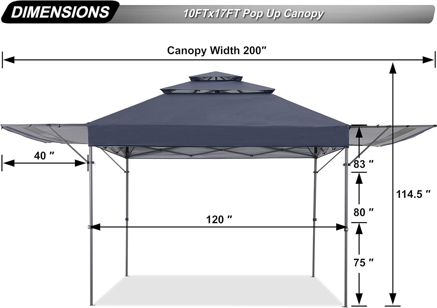 ABCCANOPY toldo de 3niveles con dosel instantáneo, medio toldo dual ajustable