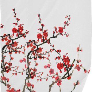 HATESAH Paquete de 2 toallas de mano con diseño de flor de cerezo rojo, toallas de baño absorbentes de microfibra asiática japonesa con tinta de HATESAH Paquete de 2 toallas de mano con diseño de flor de cerezo rojo, toallas de baño absorbentes de microfibra asiática japonesa con tinta de