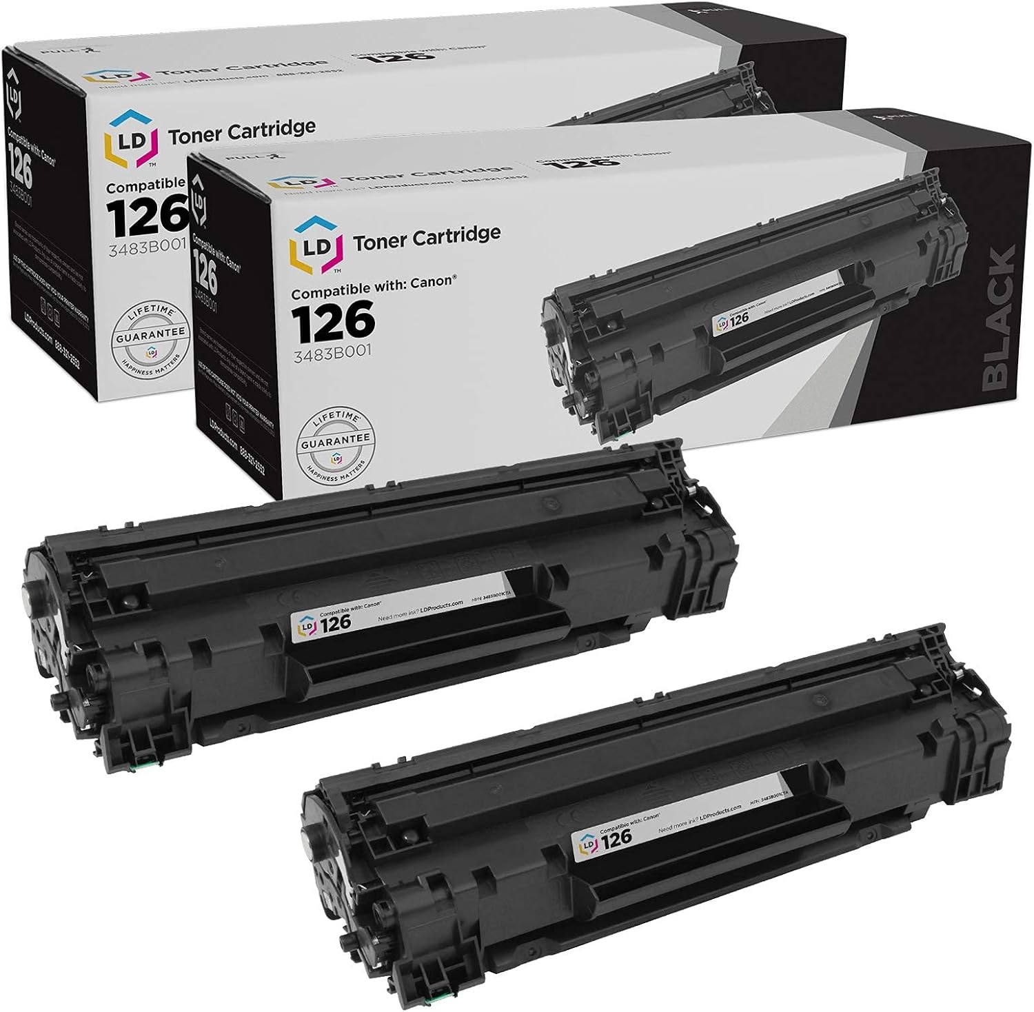 LD Products Cartucho de tóner compatible de repuesto para Canon 126 CRG-126 CRG126 3483B001 (negro, paquete de 2) para uso en ImageClass LBP6200d y