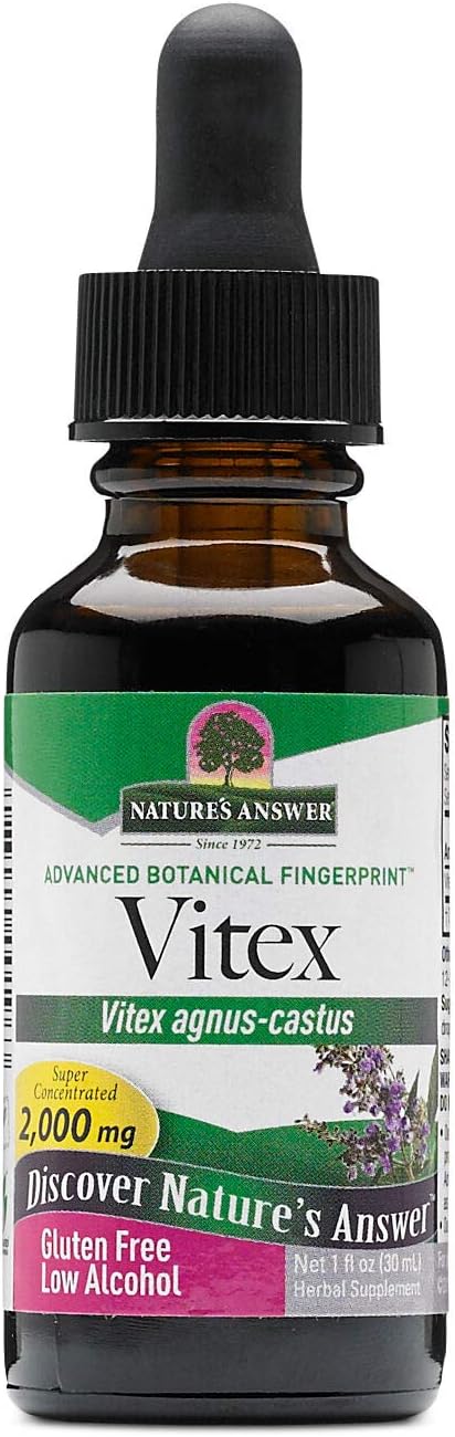 Nature’s Answer Chaste Berry Vitex Agnus Castus con alcohol orgánico 2000 mg de extracto de 1 onza  Promueve el equilibrio femenino  Sin gluten, sin