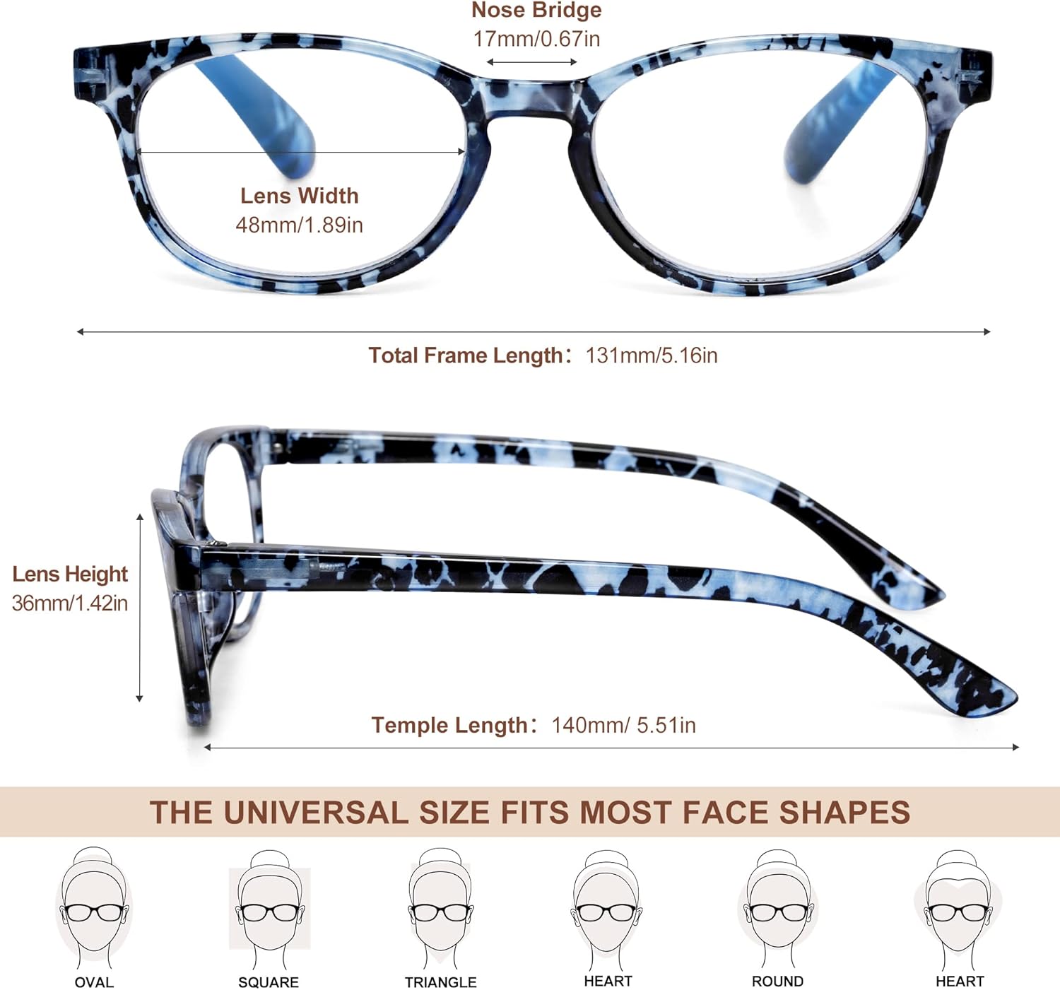EYEGUARD Gafas de lectura con luz azul, paquete de 4 lectores de bisagra de resorte de moda para mujer