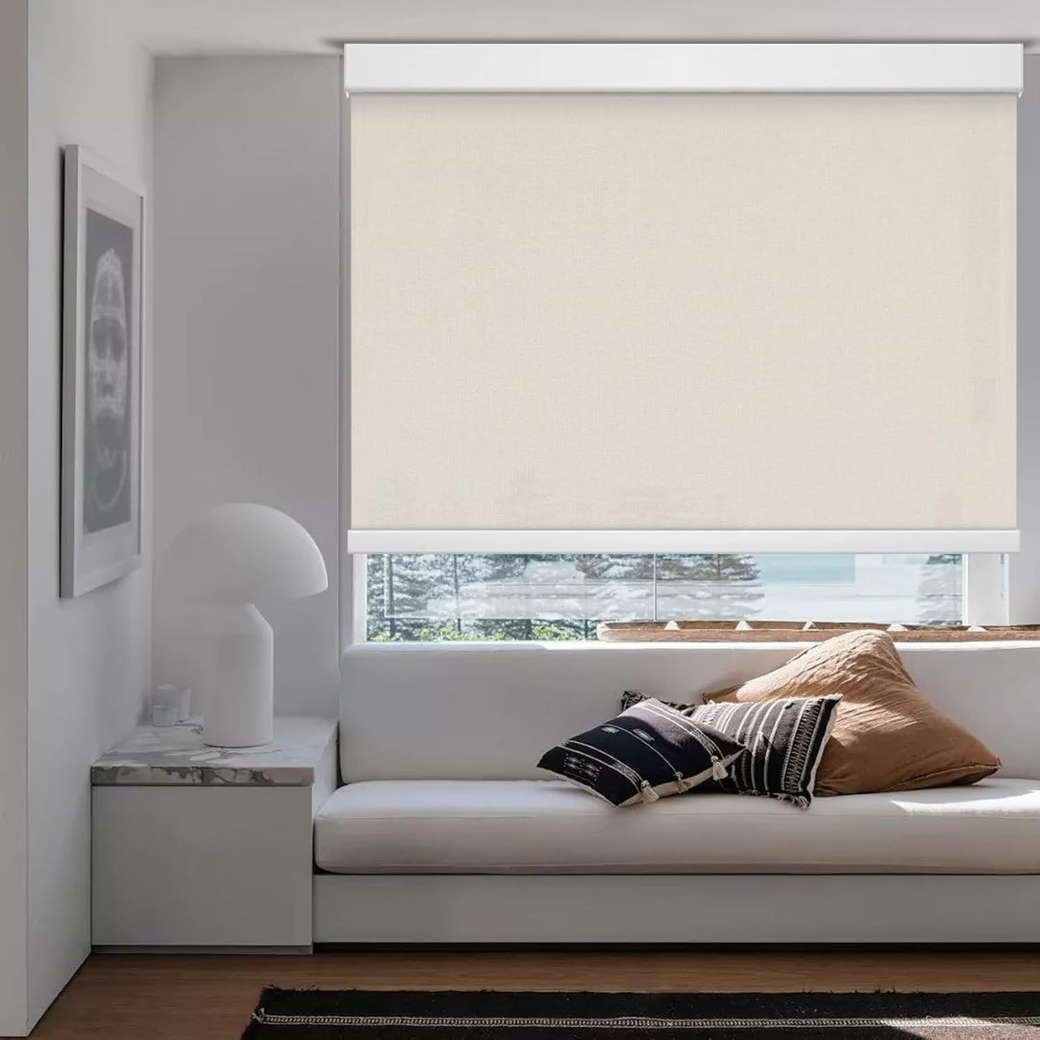 Changshade Persianas enrollables opacas para ventanas, persianas enrollables personalizadas sin cordón con cenefa, protección UV y aislamiento