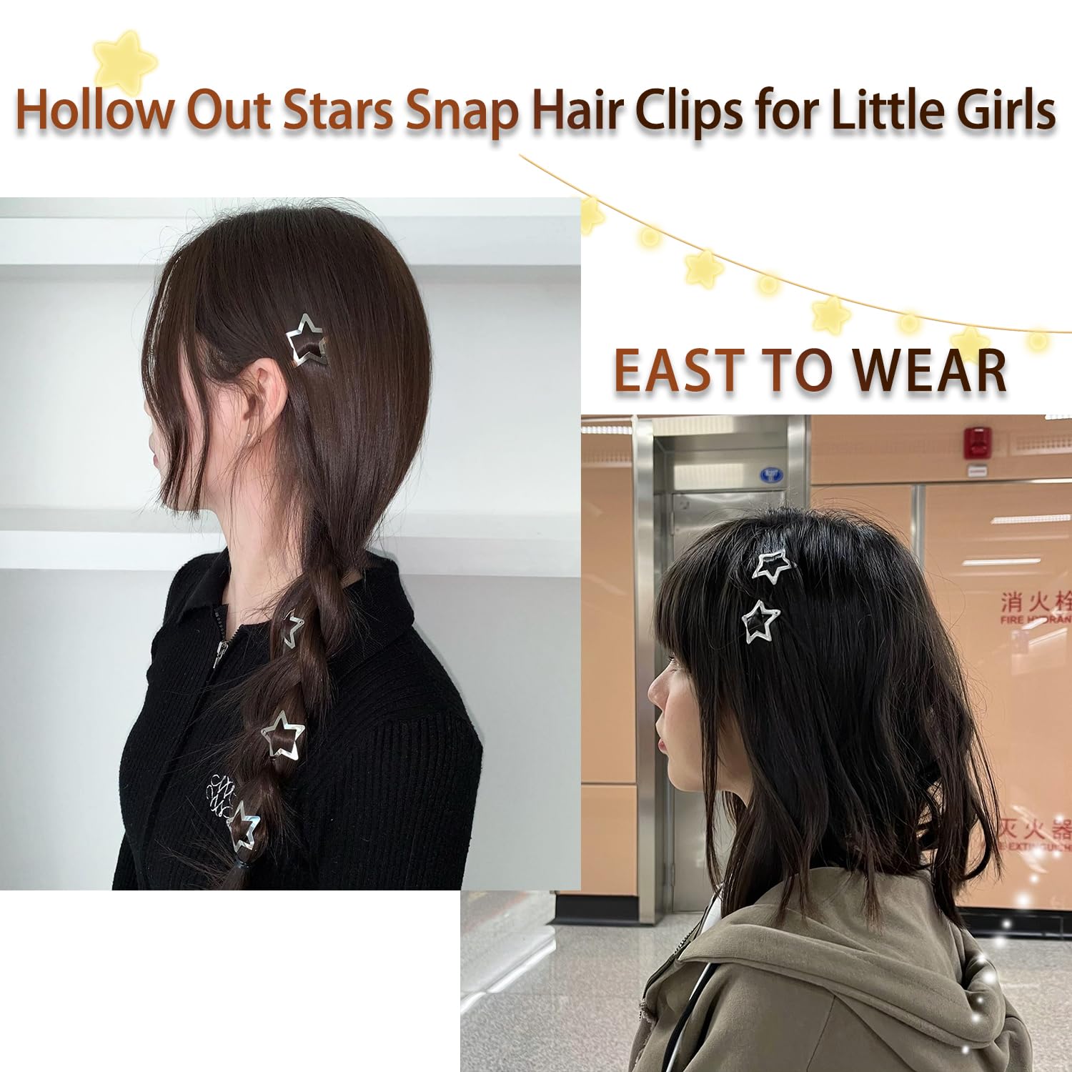 35 pinzas para el cabello con forma de estrella, de metal, antideslizantes, accesorios para el cabello de los años 2000, Y2K, lindos horquillas para
