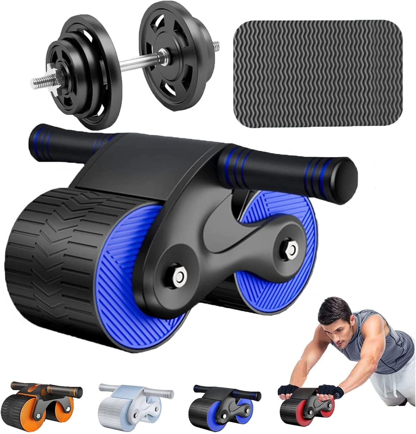 Automatic Rebound Aabdominal Wheel,2023 New Automatic Rebound Fitness Belly Wheel With Knee Mat,Free gift15kg dumbbellsAutomatic Rebound Abdominal