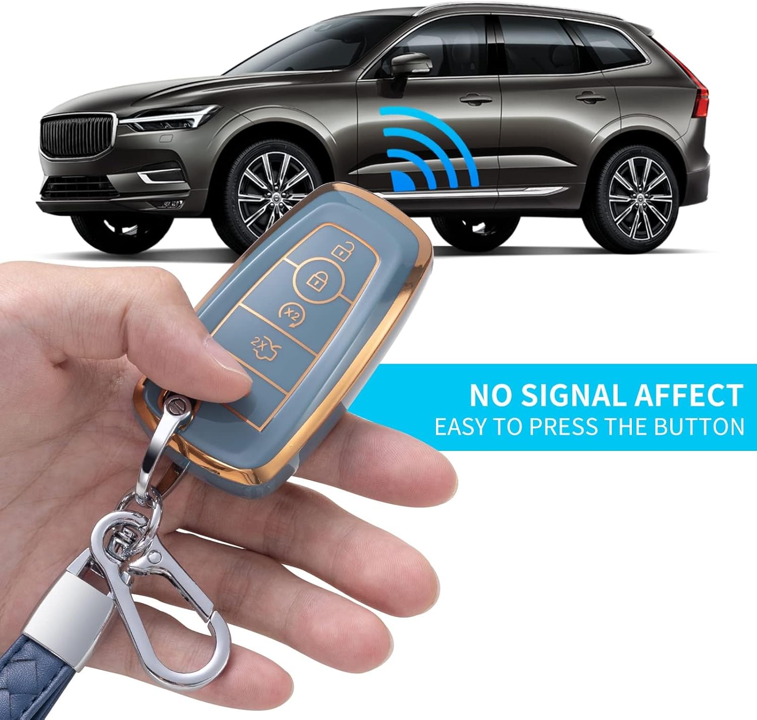 Compatible con funda para llavero Ford con cordón de cuero, funda protectora para llave de automóvil Ford Explorer Fusion Escape F150 F250 F350 F450