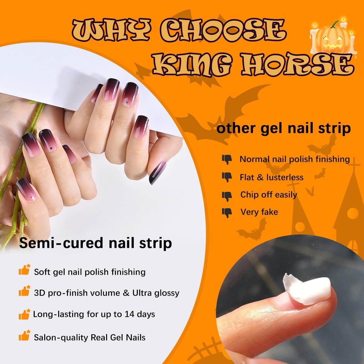 Calcomanías de uñas de gel semicuradas para Navidad, 24 unidades, de larga duración, calidad de salón, tiras de uñas de gel semicuradas UV para