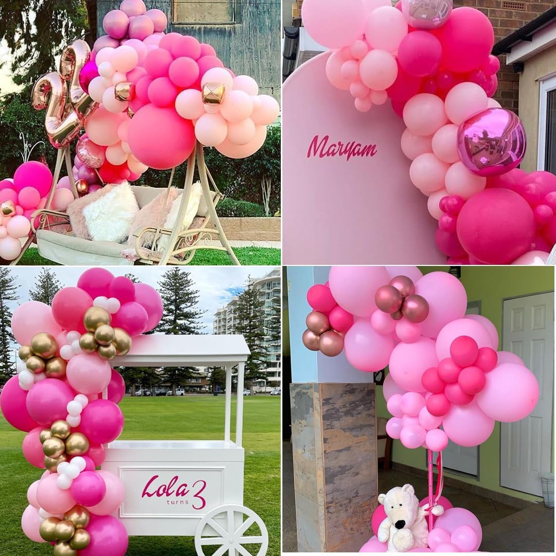 Globos de fiesta rosa y blanco, 50 globos de látex rosa de 12 pulgadas, globos de confeti rosa bebé para boda, compromiso, cumpleaños, revelación de