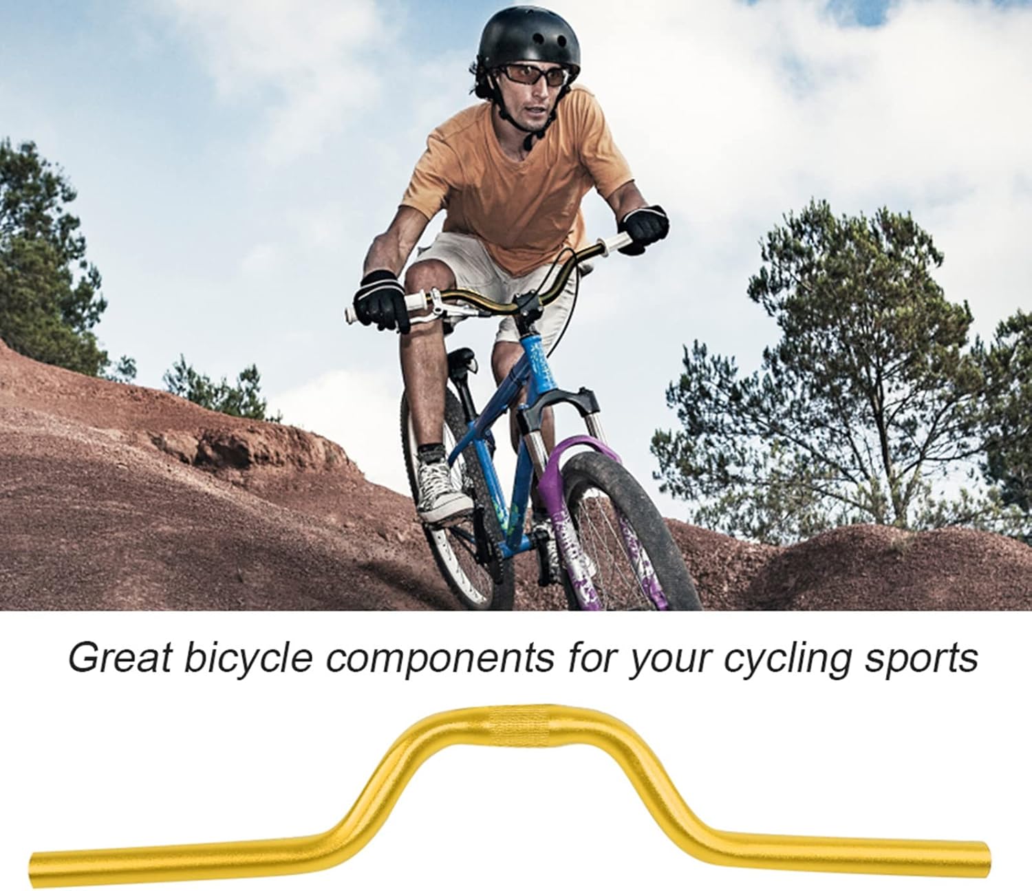 Keenso Manillar de bicicleta de carretera MTB cómodo manillar de engranaje fijo M barra elevadora de aleación de aluminio (dorado)