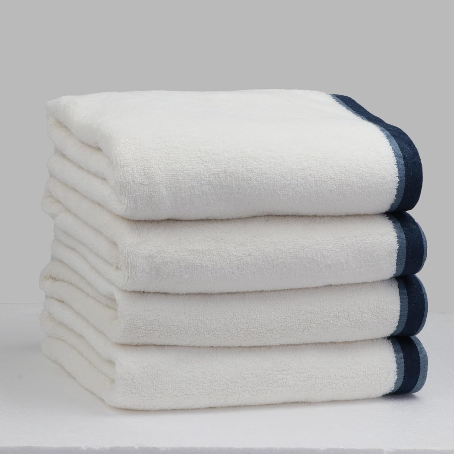Juego de 4 toallas de baño de lujo, 100% algodón hilado en anillo para baño, 27 x 54 pulgadas, extra grandes, paquete de 4, toallas de ducha de
