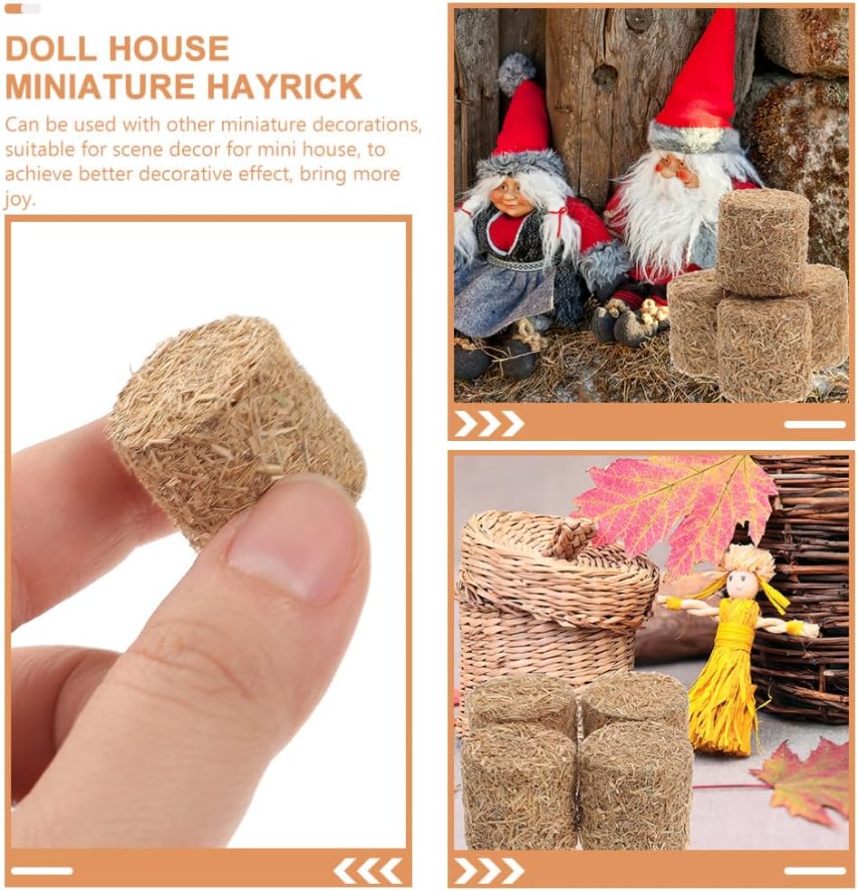 Toyvian 8 piezas de mini pacas de heno de imitación de otoño para decoración de cosecha, pequeña decoración decorativa de Hayrick estireno nieve
