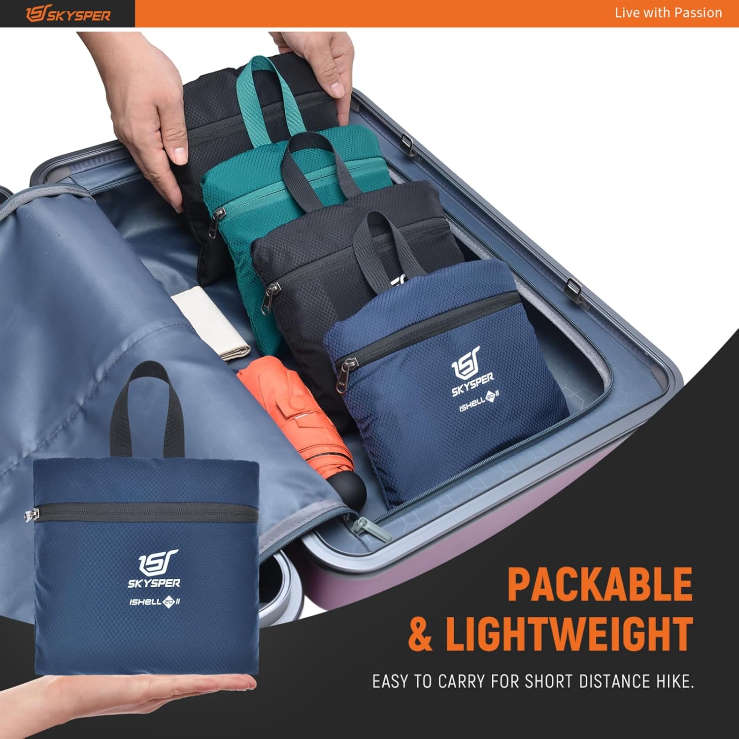 SKYSPER Mochila ligera de senderismo  Mochila de viaje pequeña de 20L Mochila plegable resistente al agua para mujeres y hombres