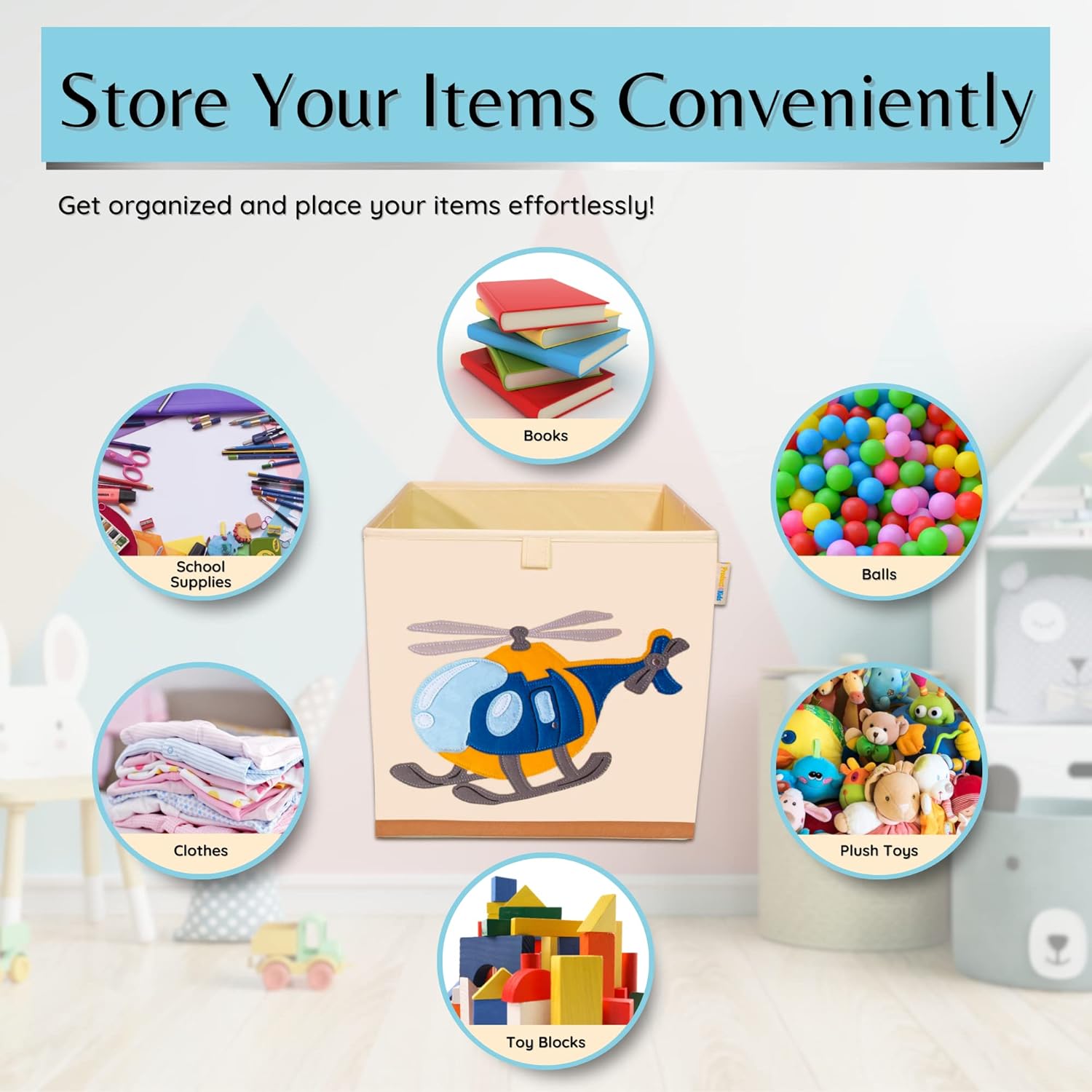 Product 4 Kids – Contenedores organizadores de almacenamiento lavables, organizadores de juguetes de lona plegables y almacenamiento para juguetes,