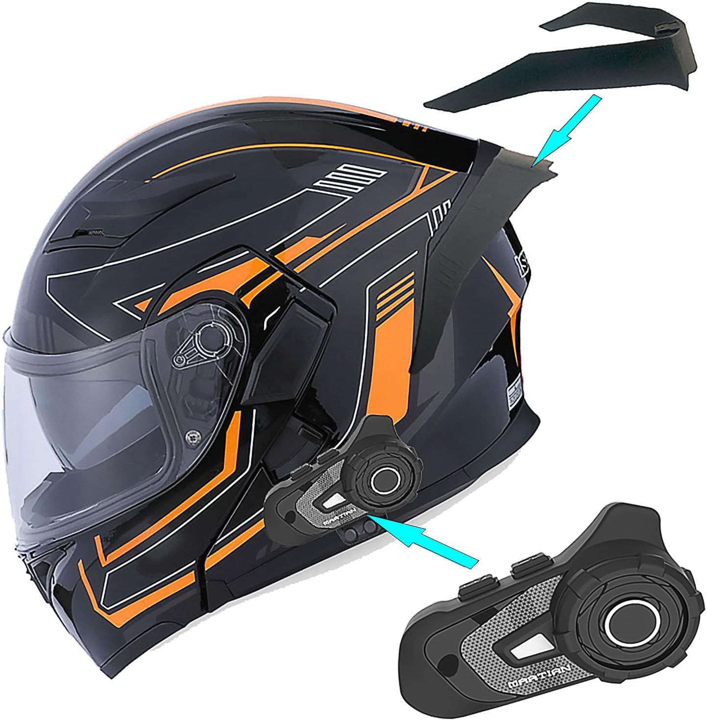 1Storm – Casco modular de cara completa para motocicleta, con doble visera abatible, protector solar HB89 Negro brillante