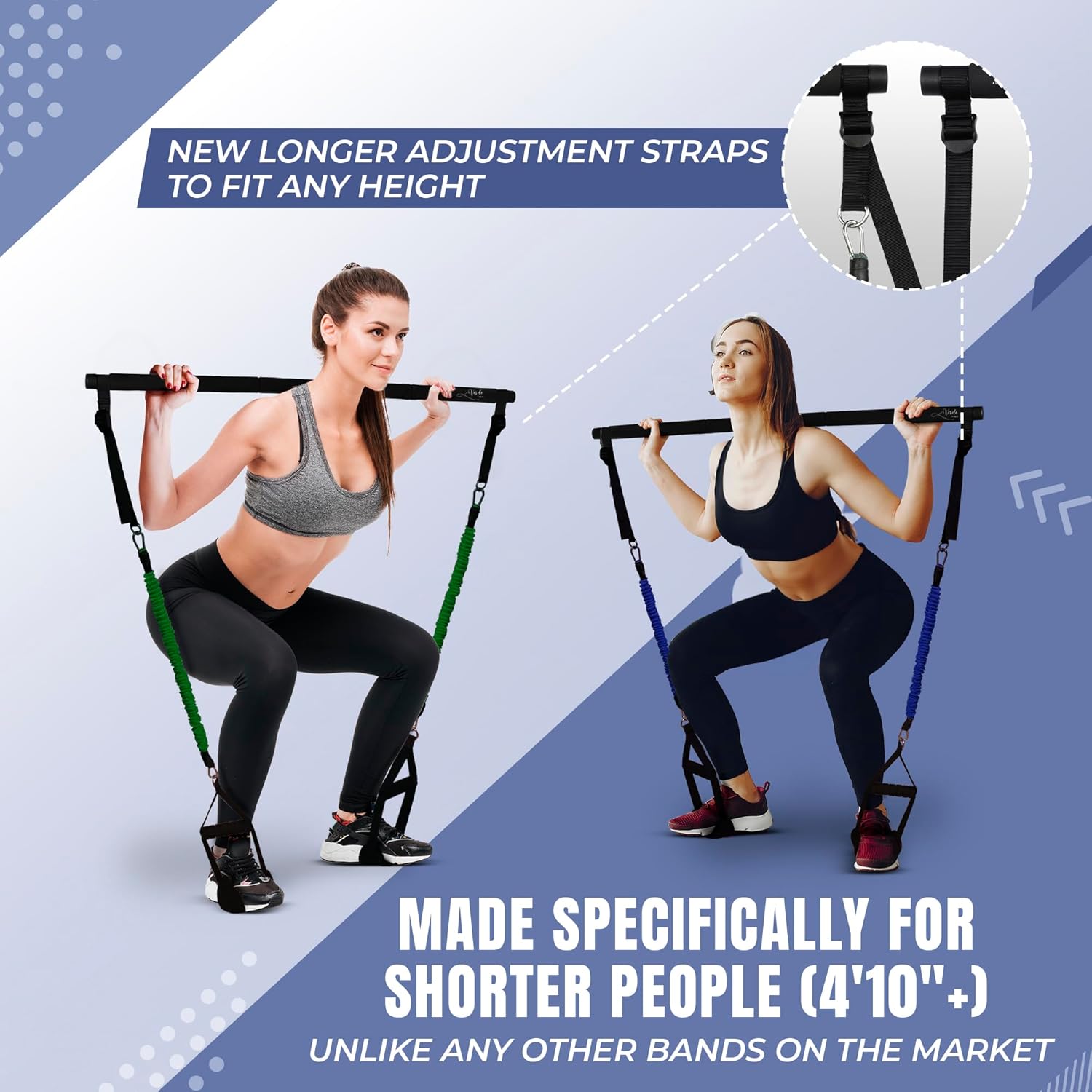Kit de barra de pilates multifuncional con bandas de resistencia para mujeres, barra de escultura de pilates con 4 juegos de bandas de resistencia,