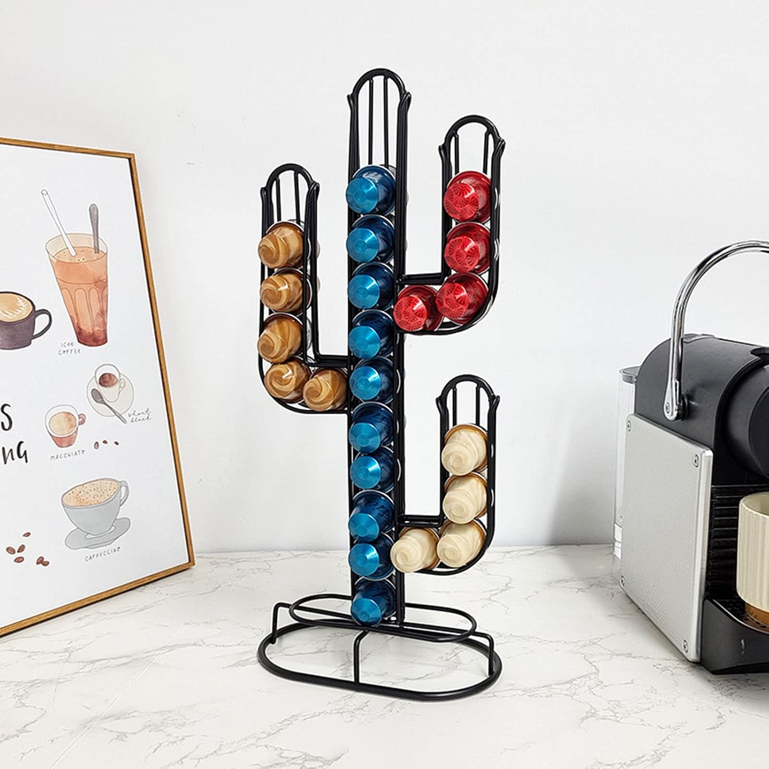 Soporte para cápsulas de café  Capacidad para 48 cápsulas, accesorios de barra de café, soporte para estación de café, organizador de