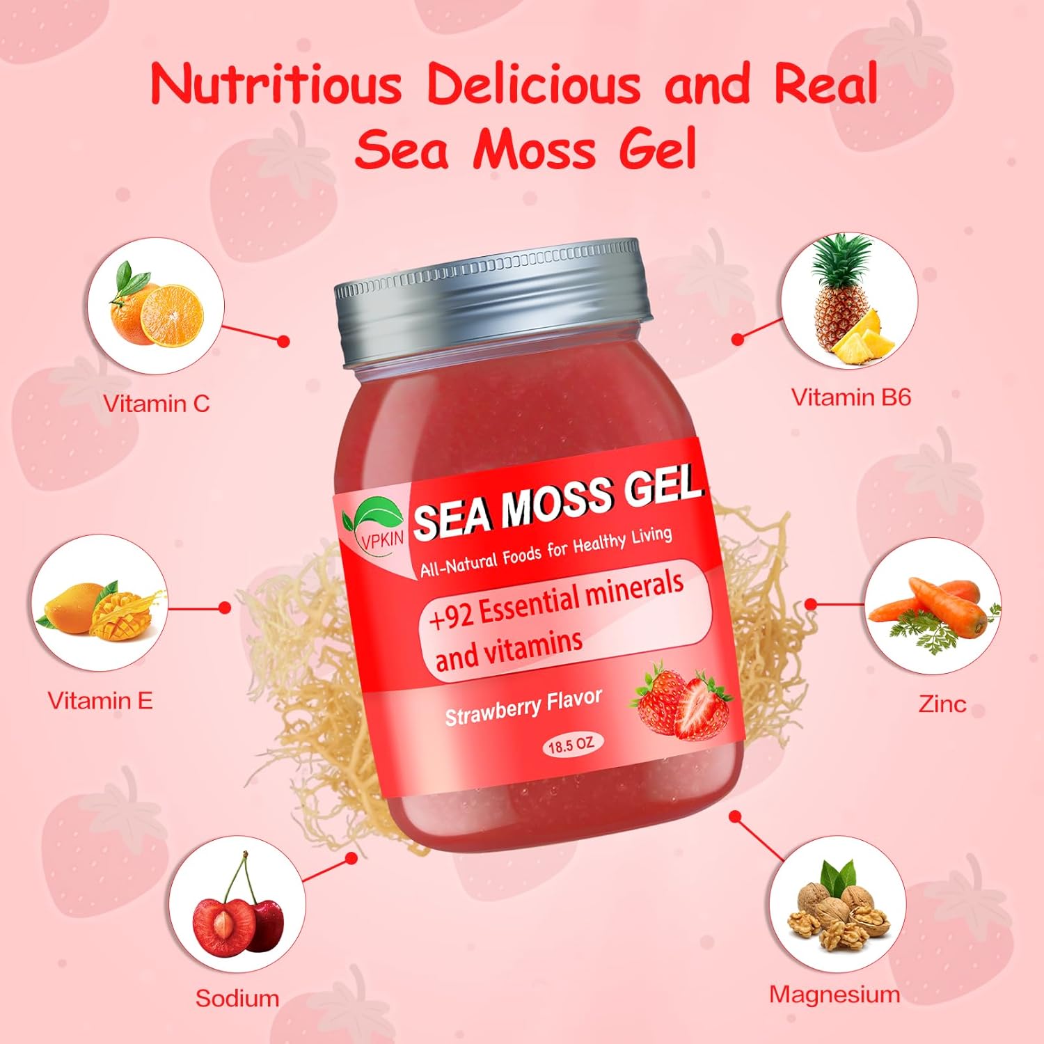 Gel de musgo marino, gel orgánico crudo de masa marina irlandesa avanzada, apoyo inmunológico y digestivo, suplemento de vitaminas y minerales