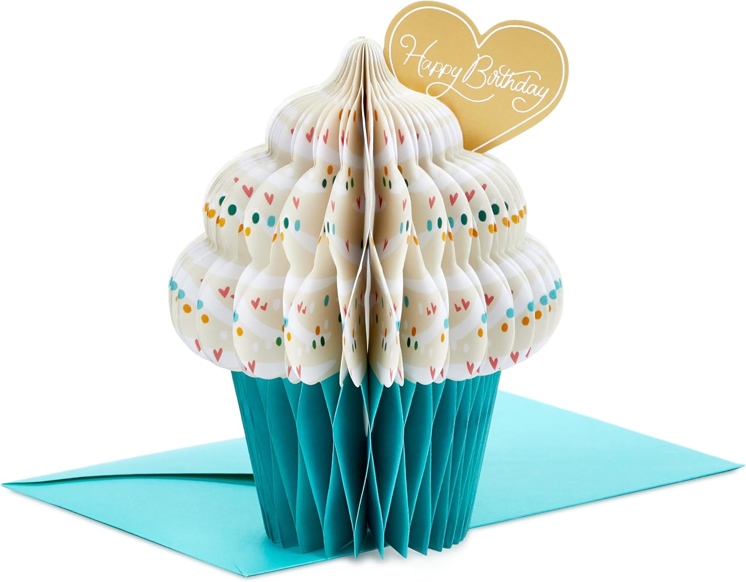 Hallmark Paper Wonder – Tarjeta de cumpleaños romántica desplegable para marido, esposa, novio, novia (cupcake de panal)