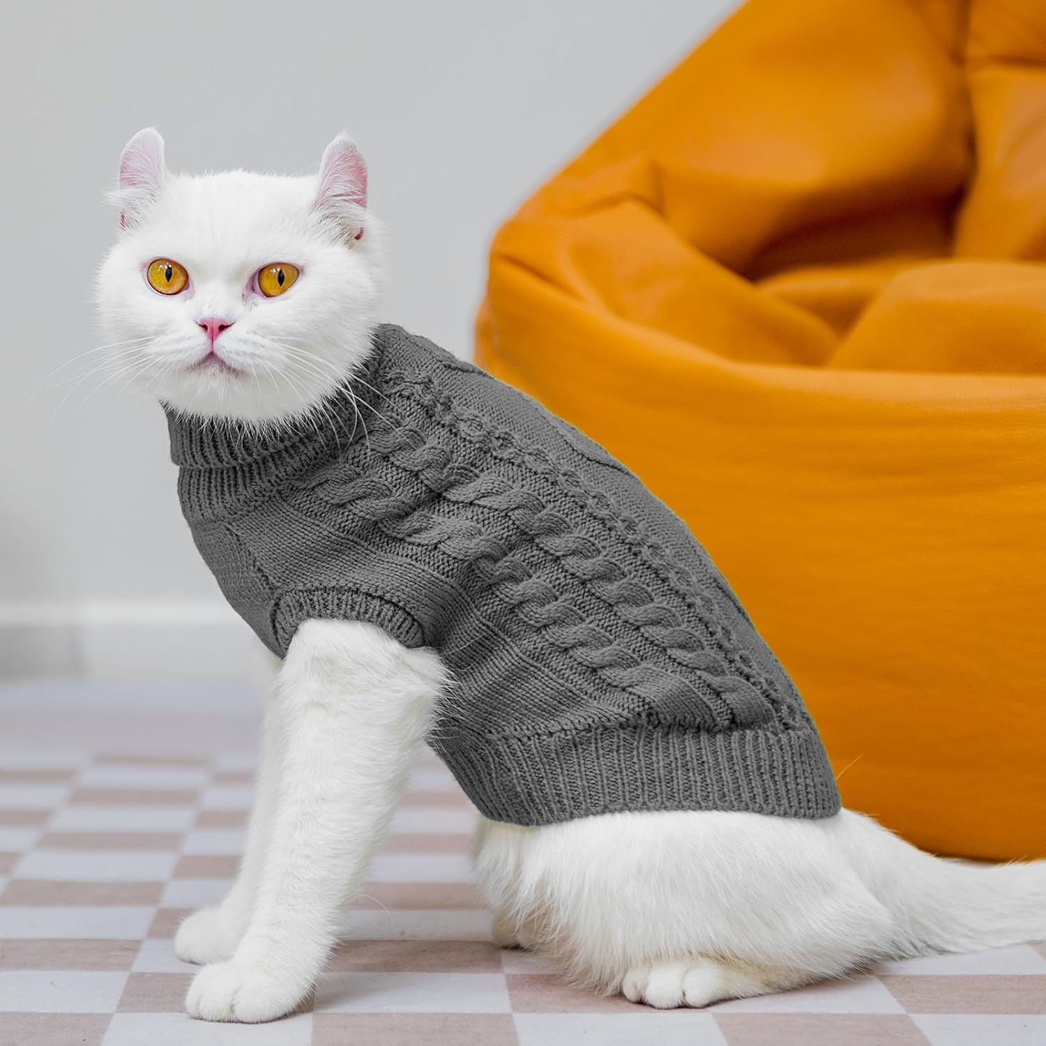 PUPTECK Abrigo de invierno para gatos, ropa de punto suave y cálida para clima frío, para gatitos y perros pequeños en interiores y exteriores,