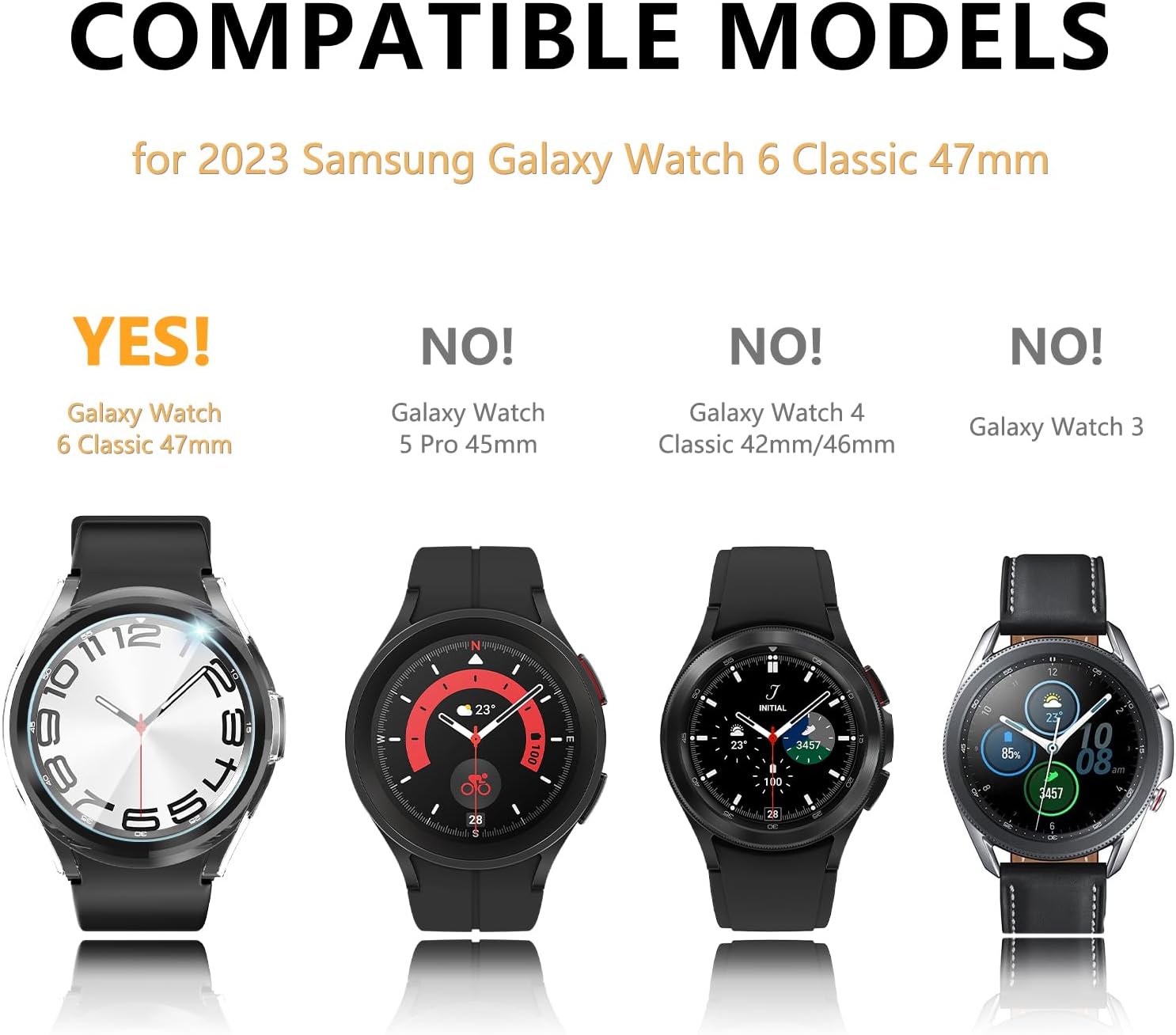 Haojavo Paquete de 6+8 fundas protectoras de pantalla para Samsung Galaxy Watch 6 Classic de 1.772 pulgadas, paquete de 6 cubiertas de policarbonato
