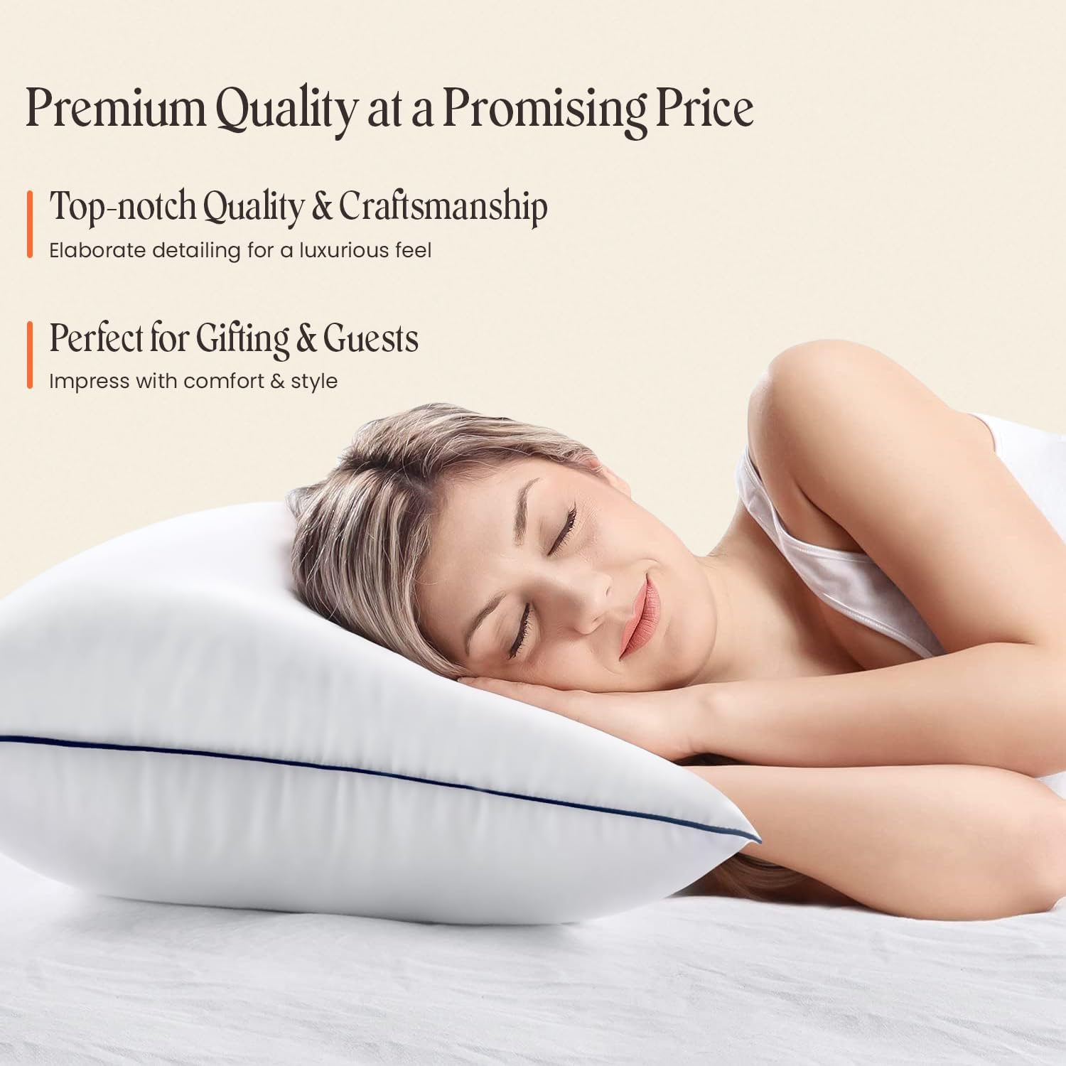 SGI Bedding Juego de 4 almohadas refrescantes tamaño Queen, almohada de cama de calidad de hotel para dormir de lado, estómago y espalda, relleno