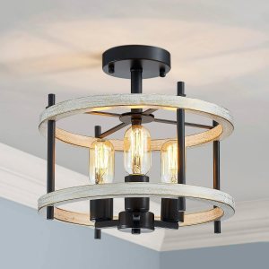 AGV LIGHTING Lámpara de techo semiempotrada, lámpara de granja de 3 luces para montaje en techo AGV LIGHTING Lámpara de techo semiempotrada, lámpara de granja de 3 luces para montaje en techo