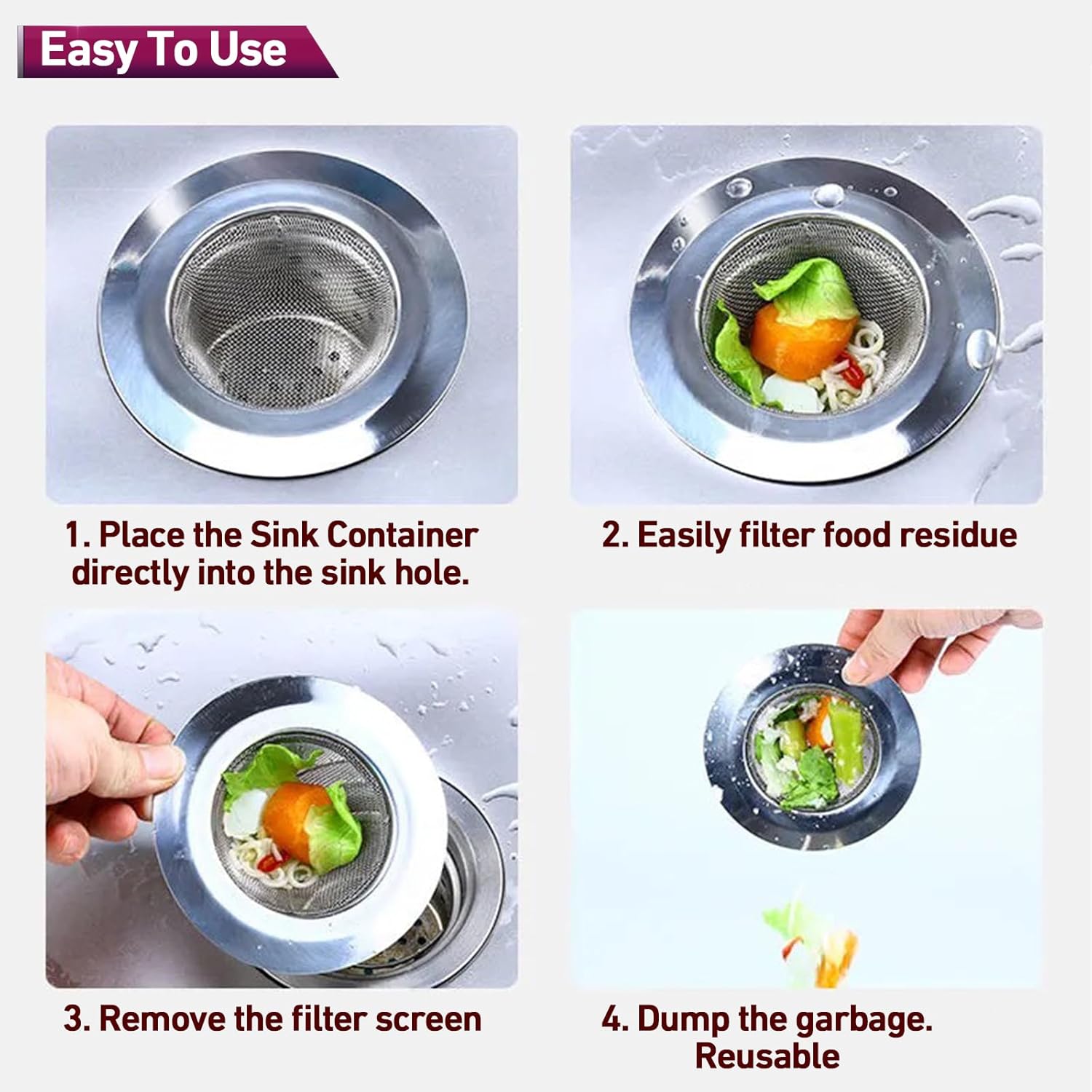 Colador de malla para fregadero de cocina de 4.5 pulgadas, pantalla de drenaje para fregadero de cocina, colador de drenaje de fregadero de 2 piezas