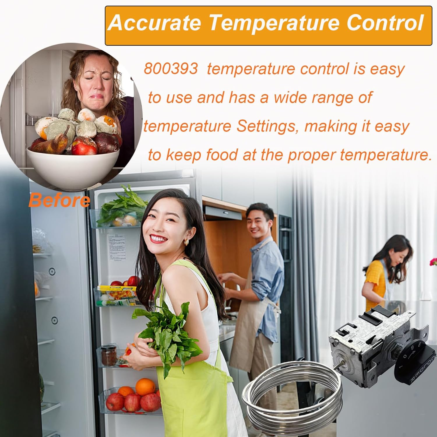 800393, 831932 Kit de control de temperatura, compatible con refrigeradores y congelador verdaderos serie TCTSDTGDMGEMG4SM, reemplaza el termostato