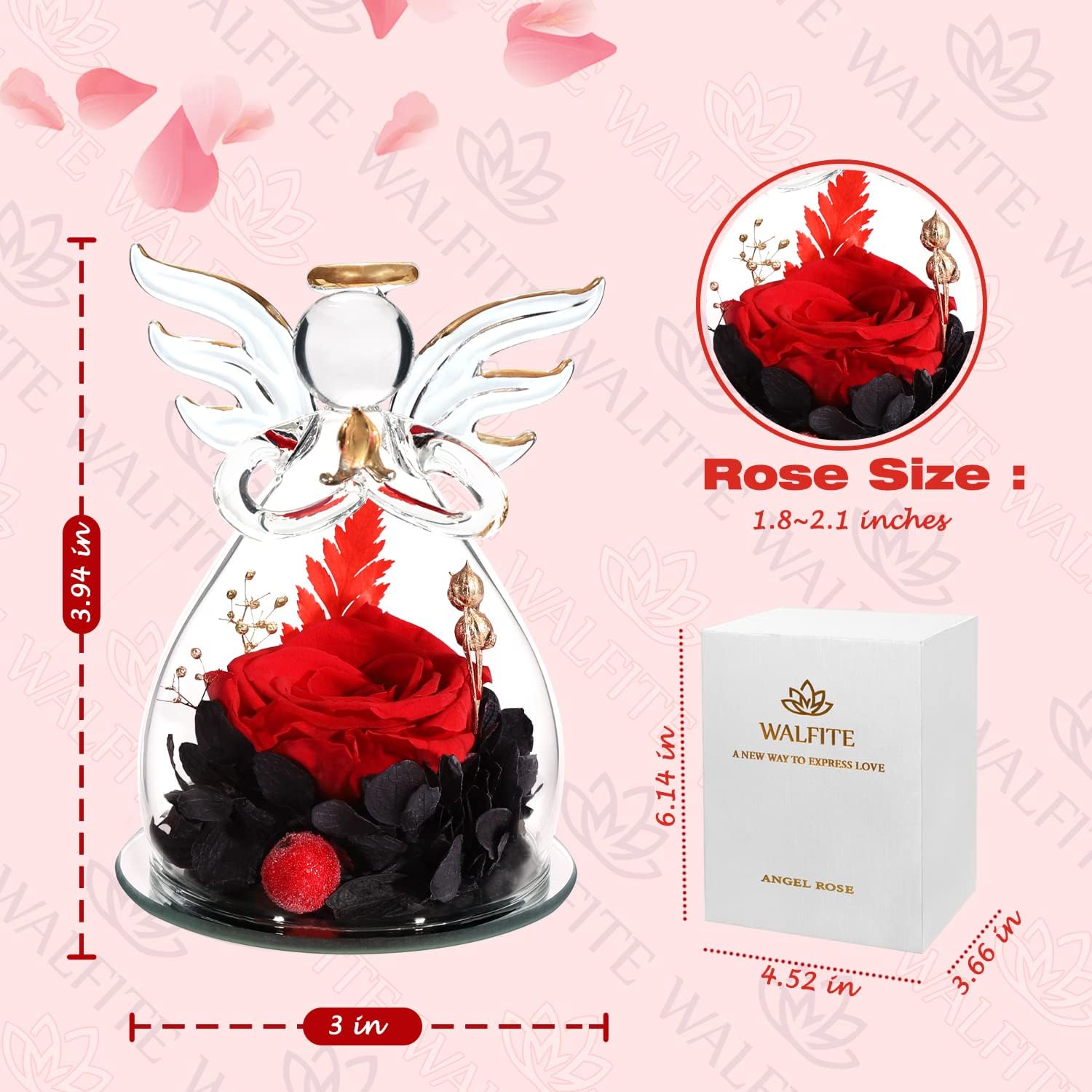 Regalos para el día de San Valentín, rosa de ángel preservada, regalos del día de San Valentín para ella, regalos para mamá de hija, regalos para el