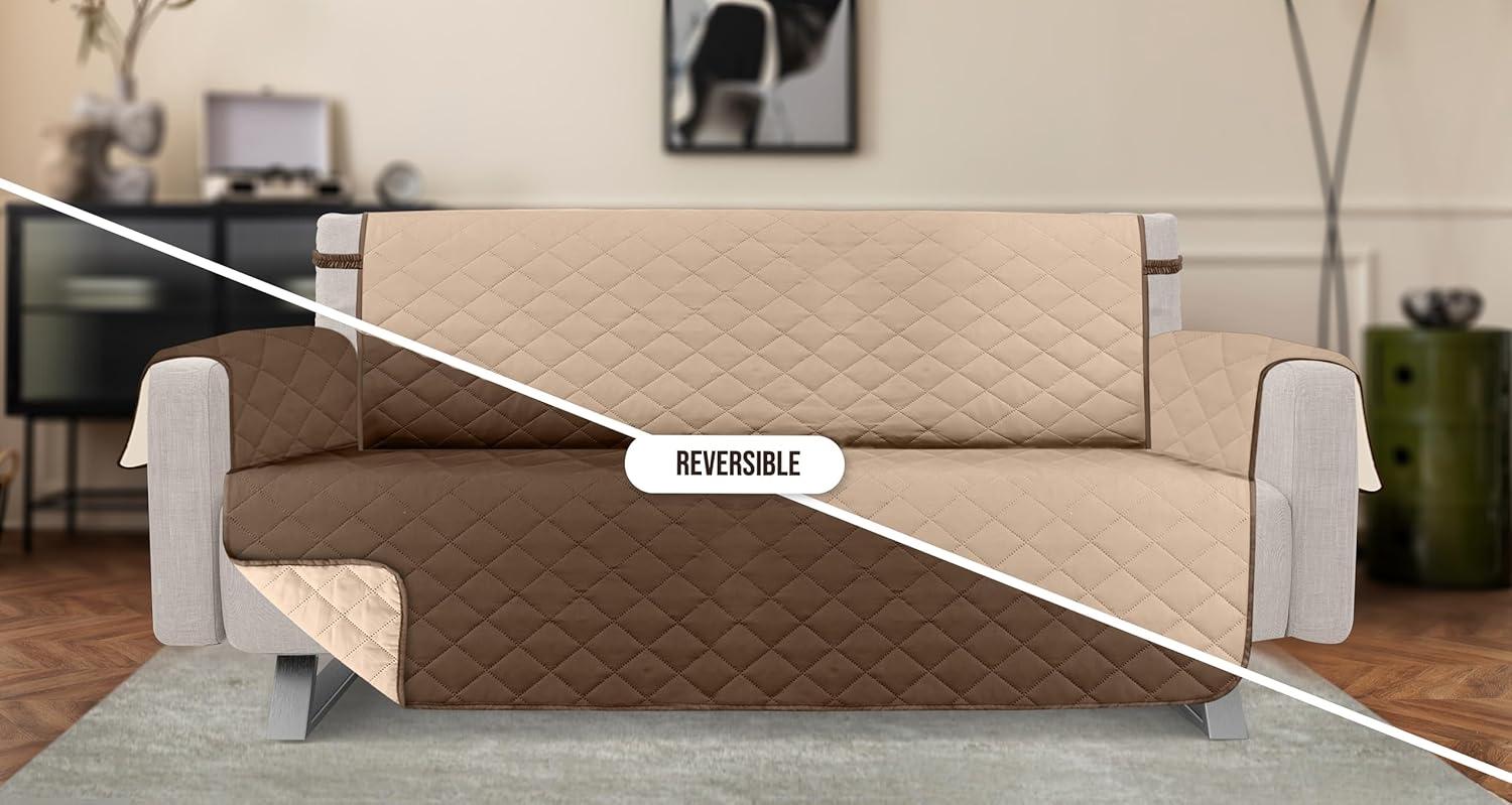 Utopia Bedding Funda reversible para sofá biplaza de 2 cojines, resistente al agua, protector de muebles con varillas de espuma y correas elásticas
