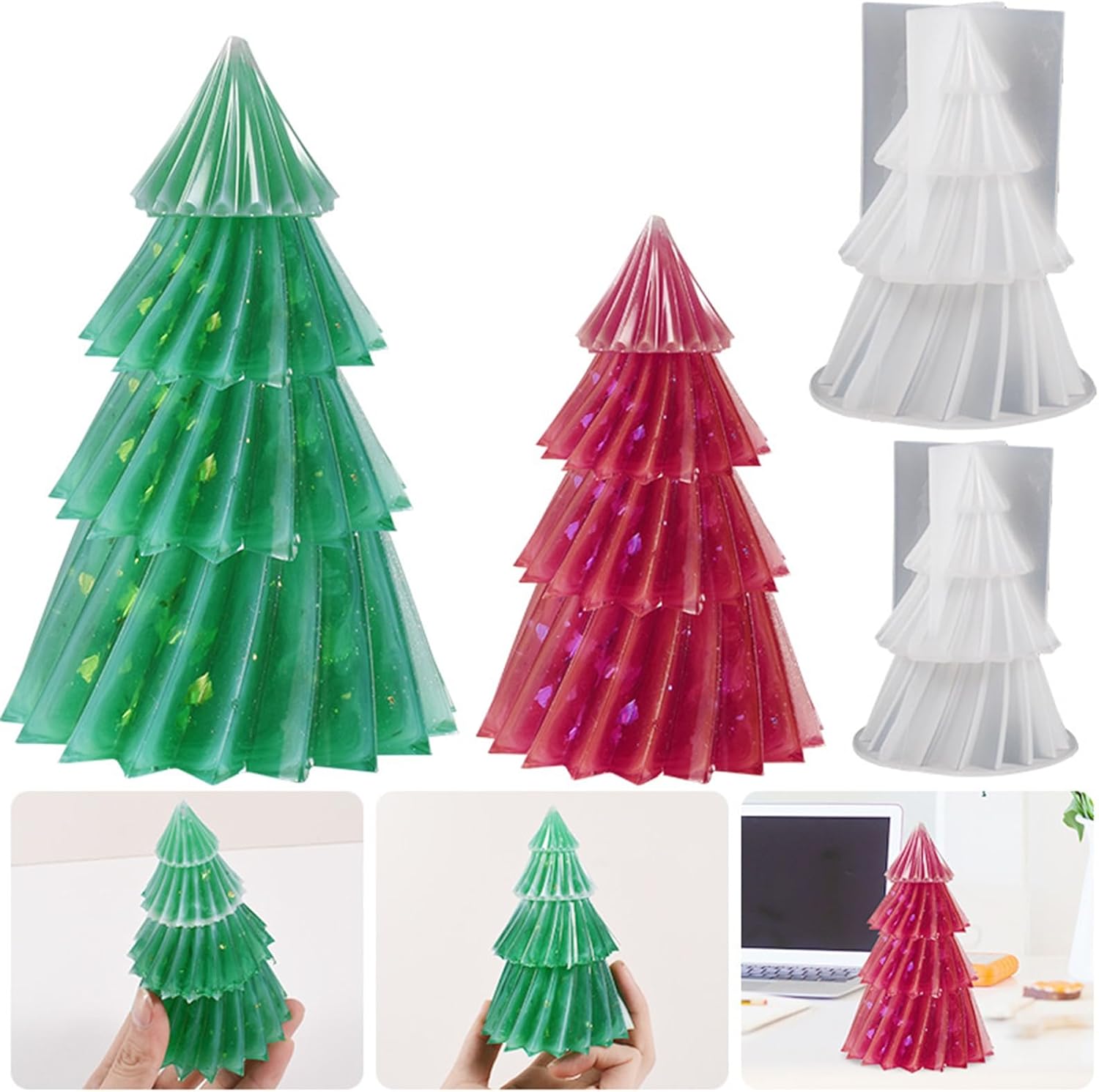 Molde de silicona para velas de árbol de Navidad, decoración pequeña de temporada, de grado alimenticio, resistente al calor, antiadherente, fácil