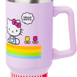 Silver Buffalo Sanrio – Vaso de acero inoxidable con asa y pajilla, diseño de flores de primavera y verano, diseño de flores de primavera y verano, Silver Buffalo Sanrio – Vaso de acero inoxidable con asa y pajilla, diseño de flores de primavera y verano, diseño de flores de primavera y verano,