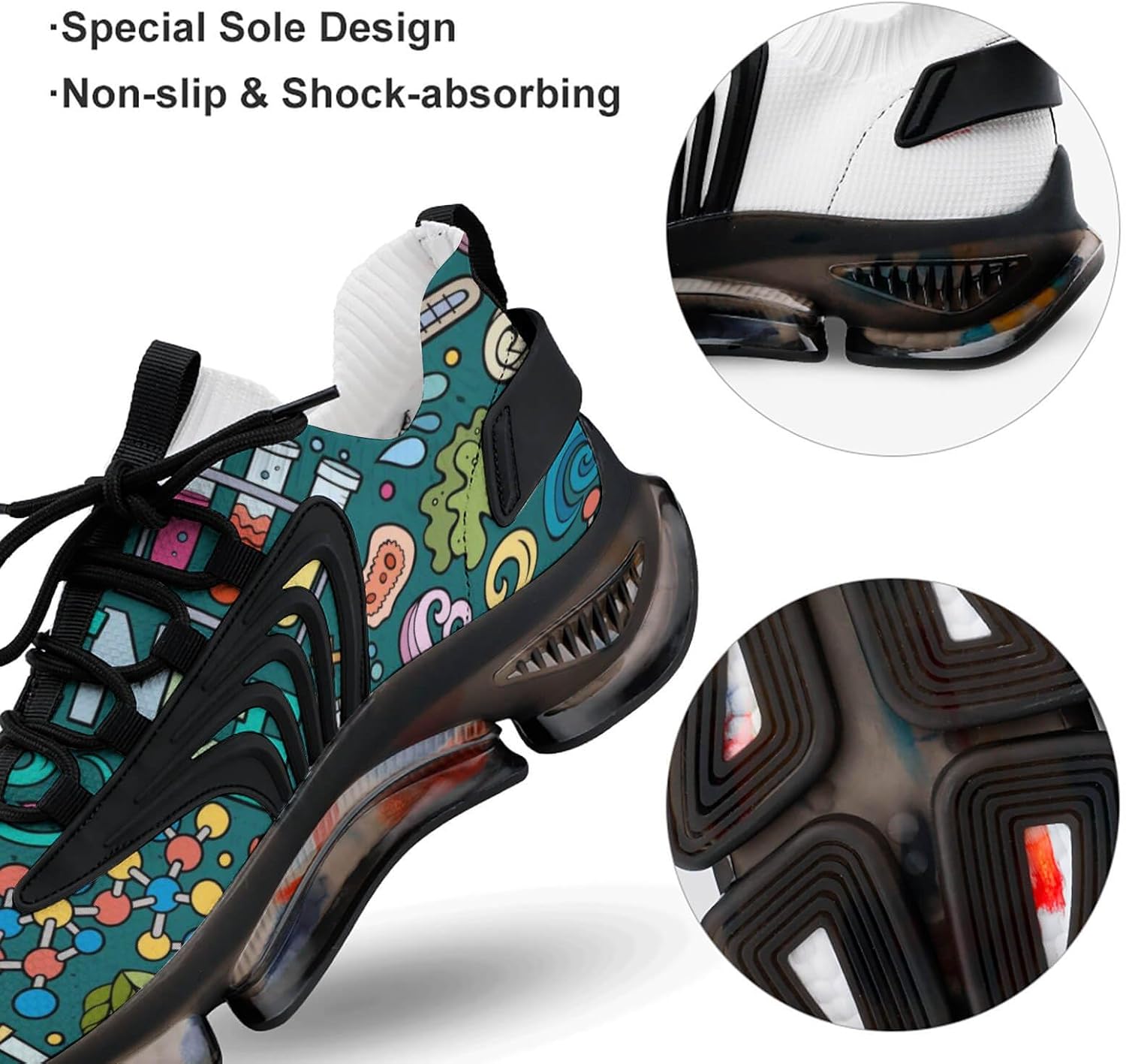 Physics Biochemistry Science Men’s Running Shoes Fashion Walking Sneakers Lightweight Casual Sports Shoes for Women