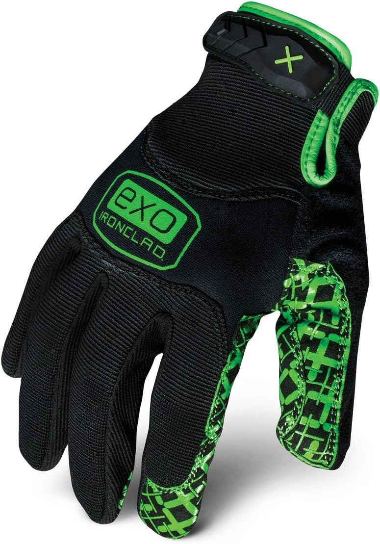 Ironclad EXO EXO2-MGG-03-M, guantes de trabajo, agarre con infusión de silicona, (1 par), color negro y verde