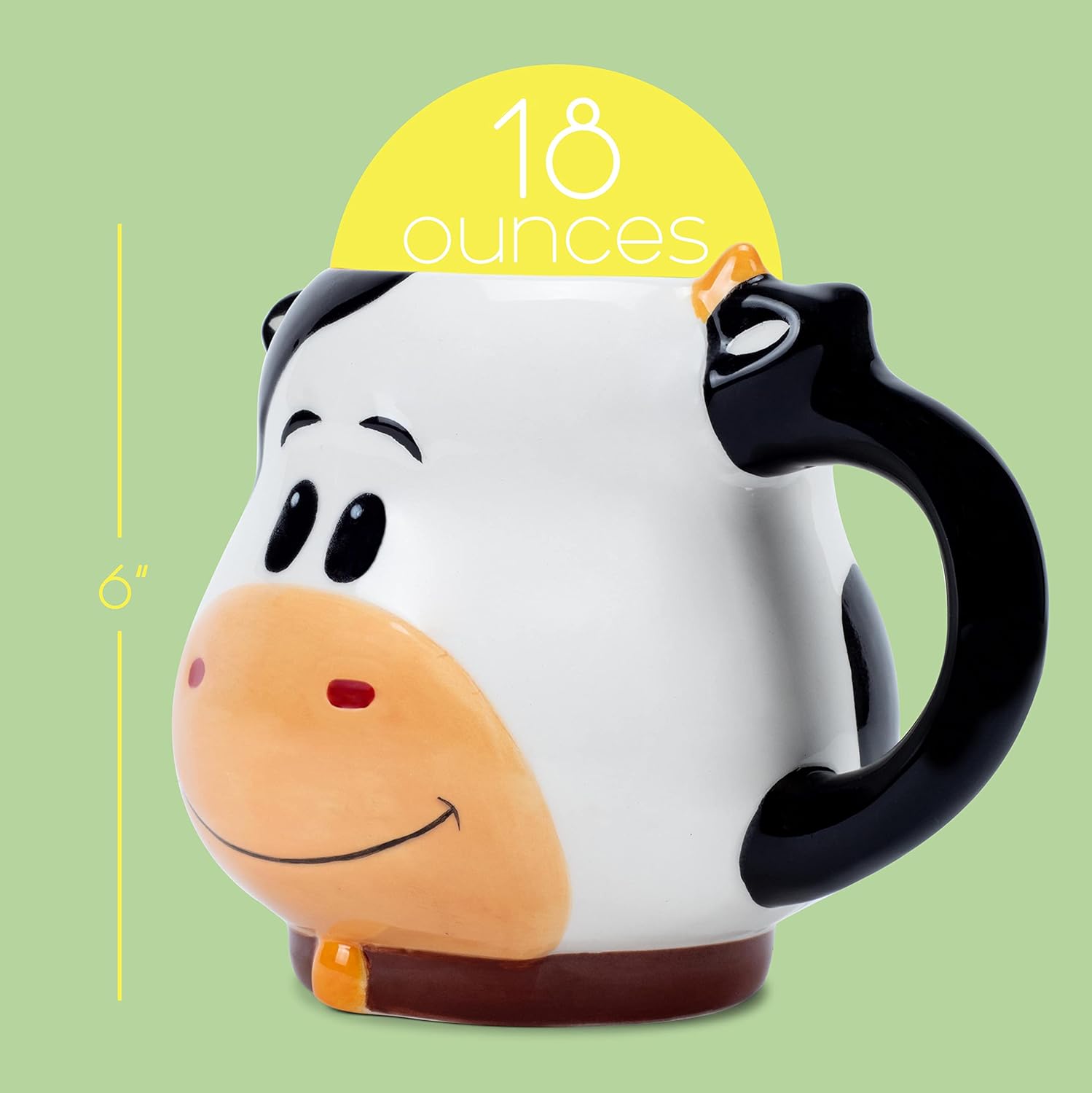 100 North ESNCHMG-CW – Taza de té de cerámica brillante con diseño de vaca manchada en blanco y negro de 18 onzas para tu bebida matutina favorita