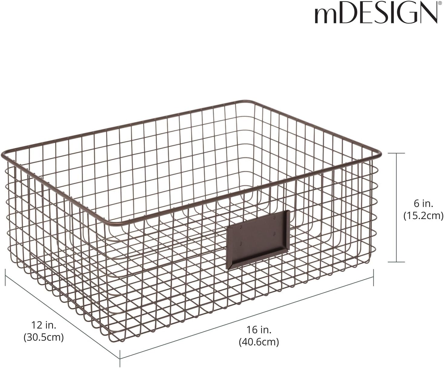 mDesign – Canasta de rejilla de metal para organizar y almacenar alimentos, paquete de 4 unidades