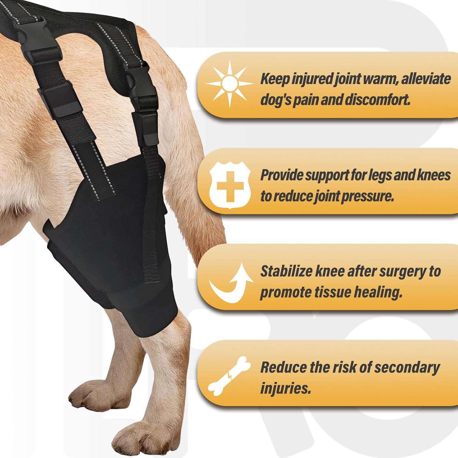 PLKO Rodillera para perro con estabilizadores laterales, soporte para ACL, luxación de la rodillera, artritis, calidez, estabilidad y alivio del