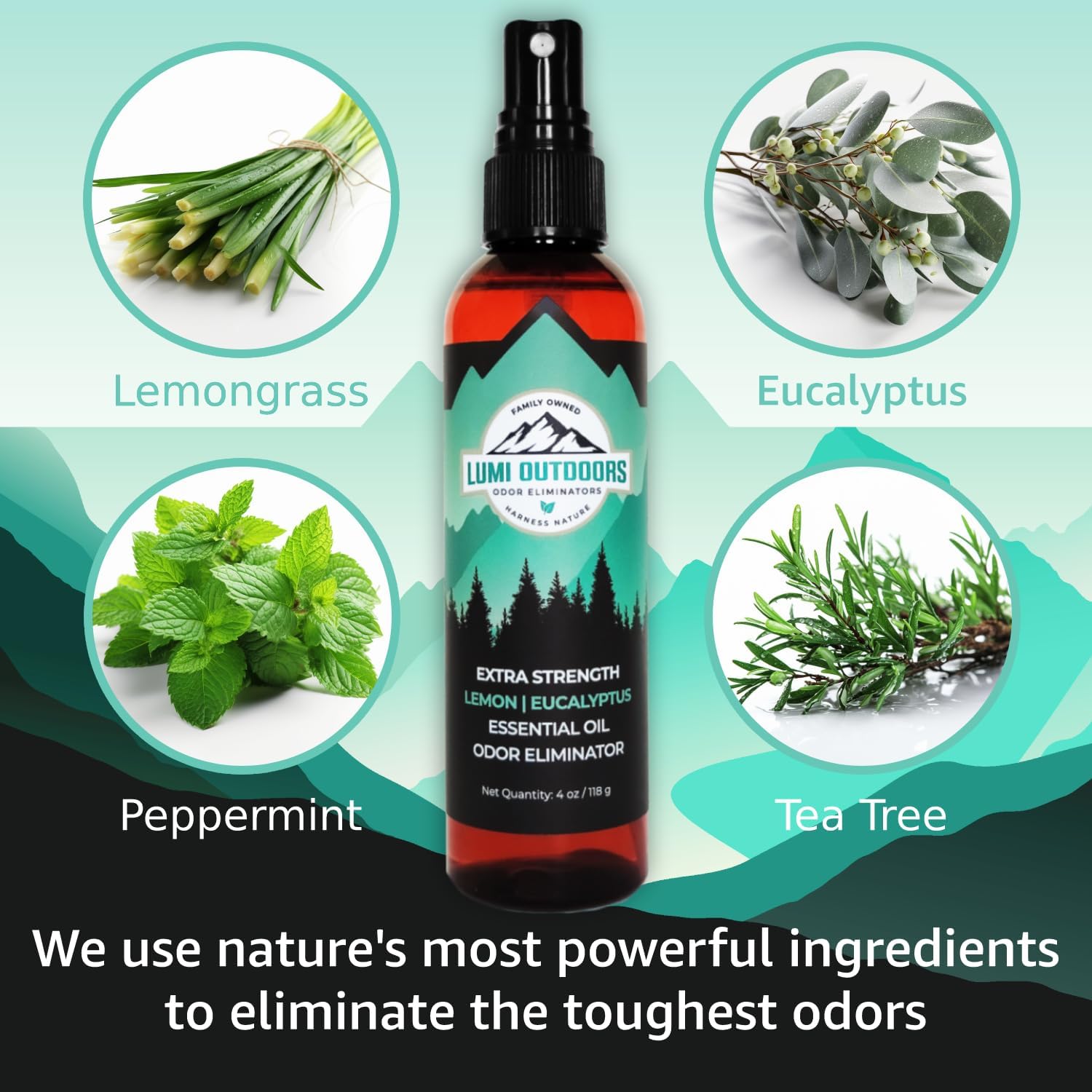Lumi Outdoors Paquete de 3 desodorantes naturales para zapatos, eucalipto limón, árbol de té cítrico, árbol de té de lavanda