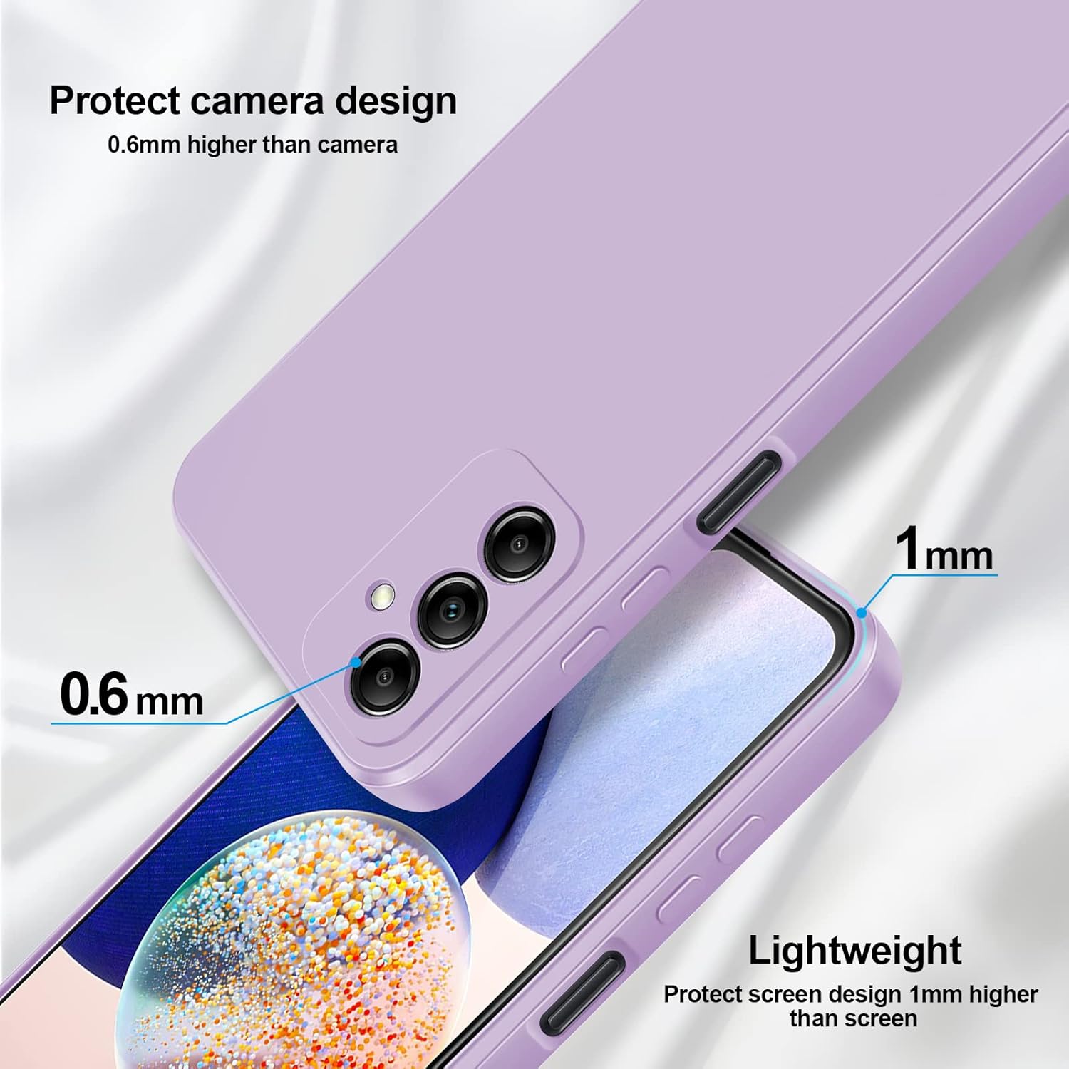 Funda de silicona compatible con Samsung Galaxy A14 5G4G, cuerpo completo, sedosa, suave al tacto, con protección para cámara, a prueba de golpes,