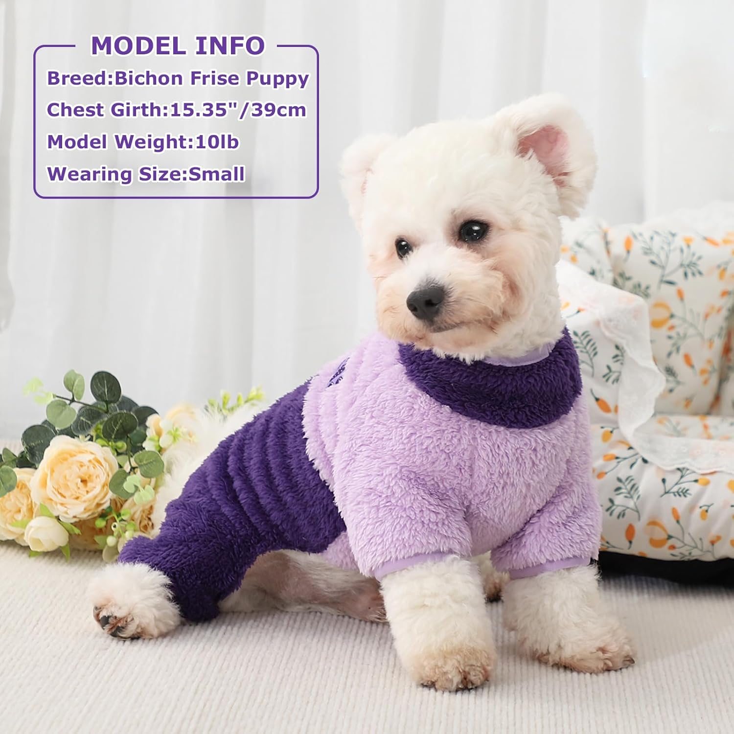 Suéteres para perros pequeños y niñas, pijamas de otoño para perros de tamaño pequeño, pijama de forro polar de cuello alto macho y hembra, overol