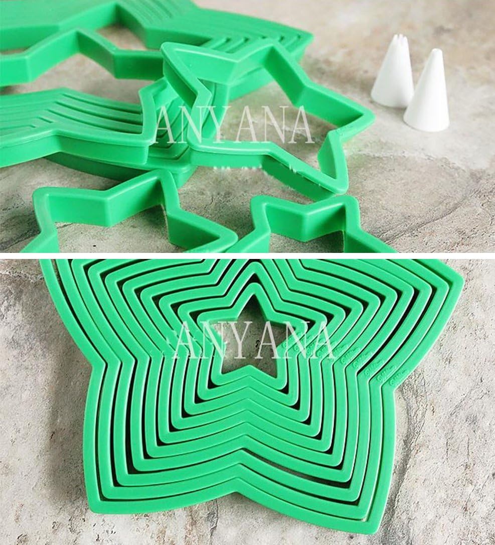 Anyana plástico 10 unids set 3D Gingerbread Star Navidad decoración fondant donut Cookie nesting cutters kit galleta pastelería molde para árbol de