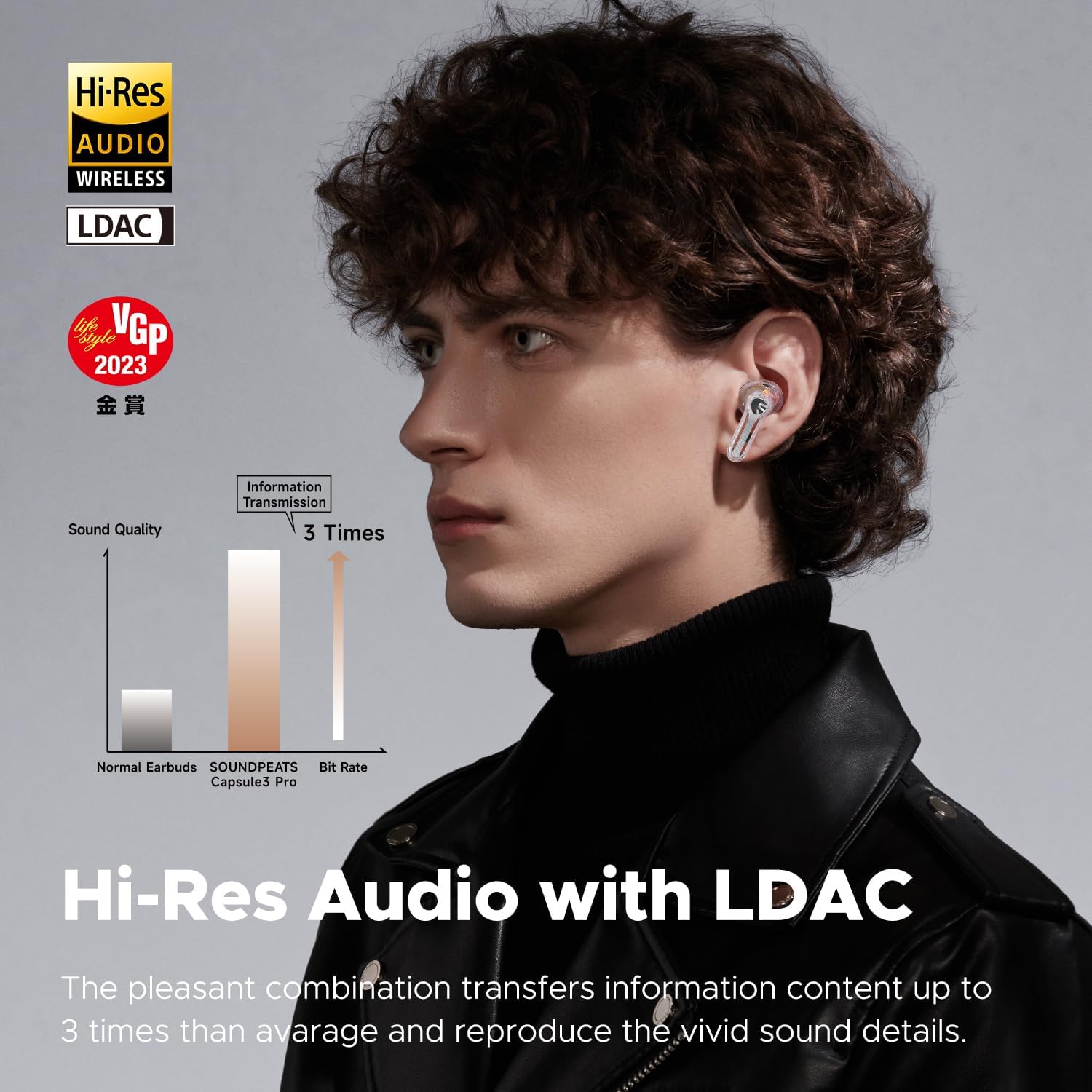 SoundPEATS Capsule3 Pro  Auriculares inalámbricos con alta resolución y LDAC, auriculares híbridos Bluetooth 5.3 con cancelación activa de ruido de