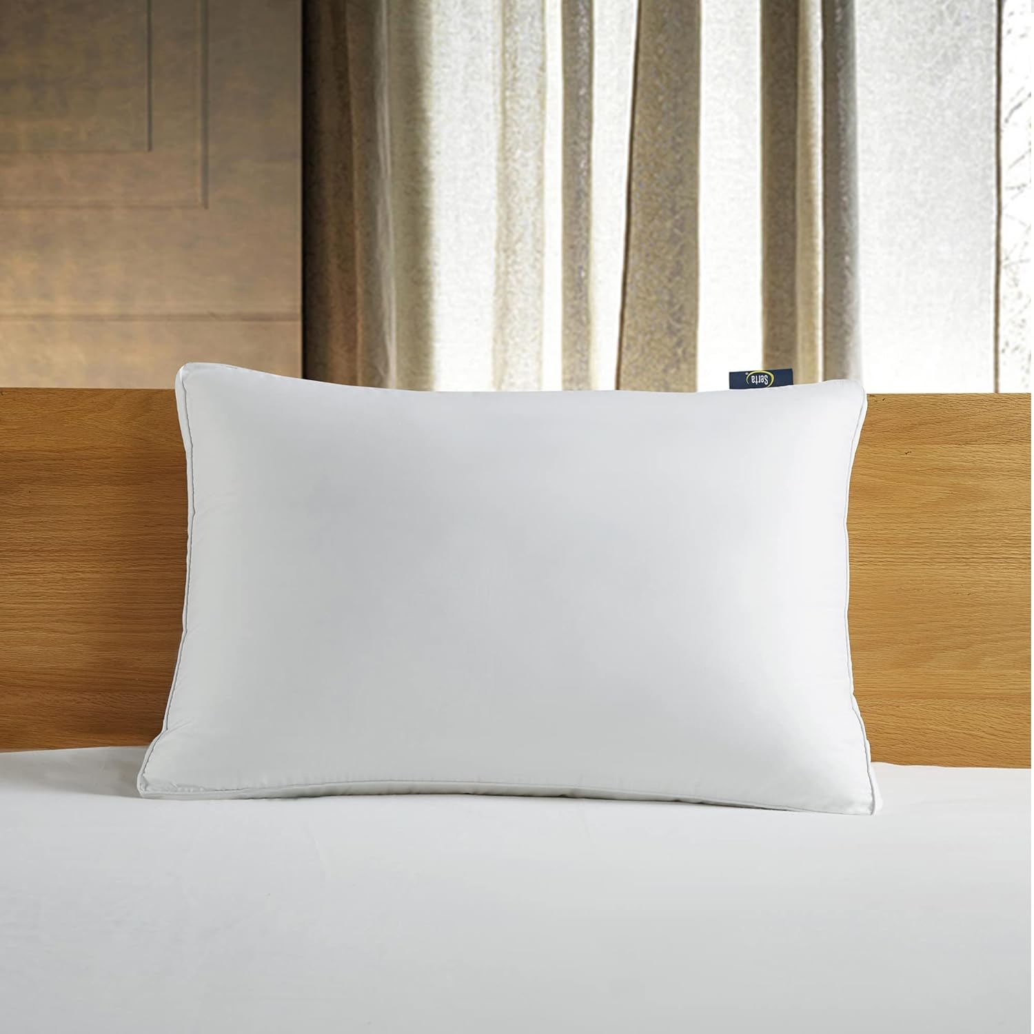 Serta Almohadas blancas de plumón de 300 hilos, decoración del hogar, 100% algodón, para dormir de lado, tamaño King (paquete de 1)