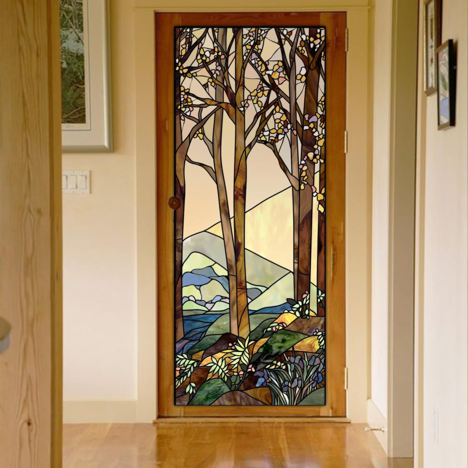 Adhesivo para cubierta de puerta, vinilo para despegar y pegar, calcomanía de puerta de vidrio Art Deco para puertas interiores, decoración de