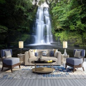 Papel tapiz 3D de paisaje de cascada, decoración de póster personalizado de bosque de Nueva Zelanda, pintura de pared para dormitorio y sala de Papel tapiz 3D de paisaje de cascada, decoración de póster personalizado de bosque de Nueva Zelanda, pintura de pared para dormitorio y sala de