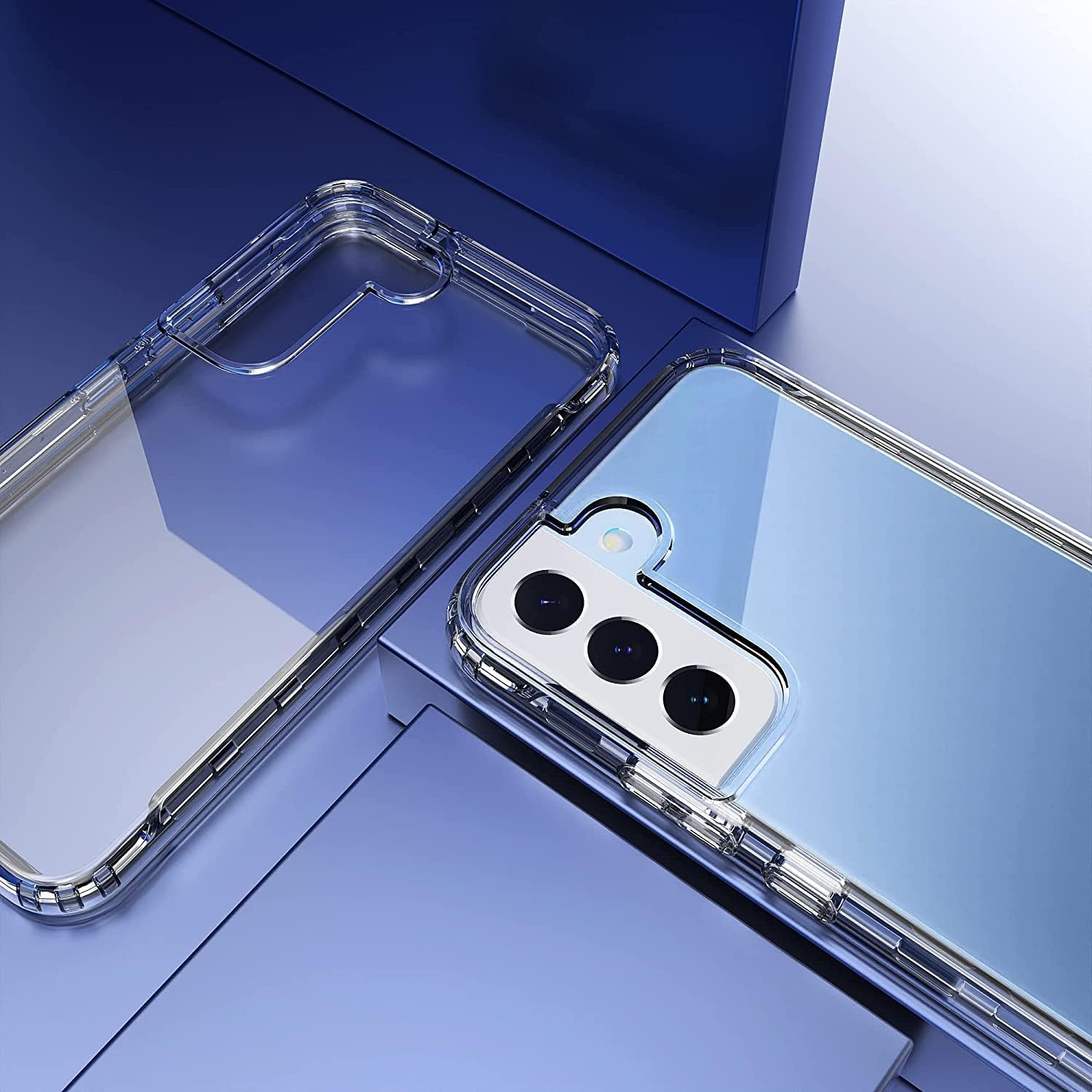 IDweel Funda transparente para Galaxy S22 Plus con protector de pantalla de vidrio templado, híbrida 2 en 1, a prueba de golpes, suave, delgada,