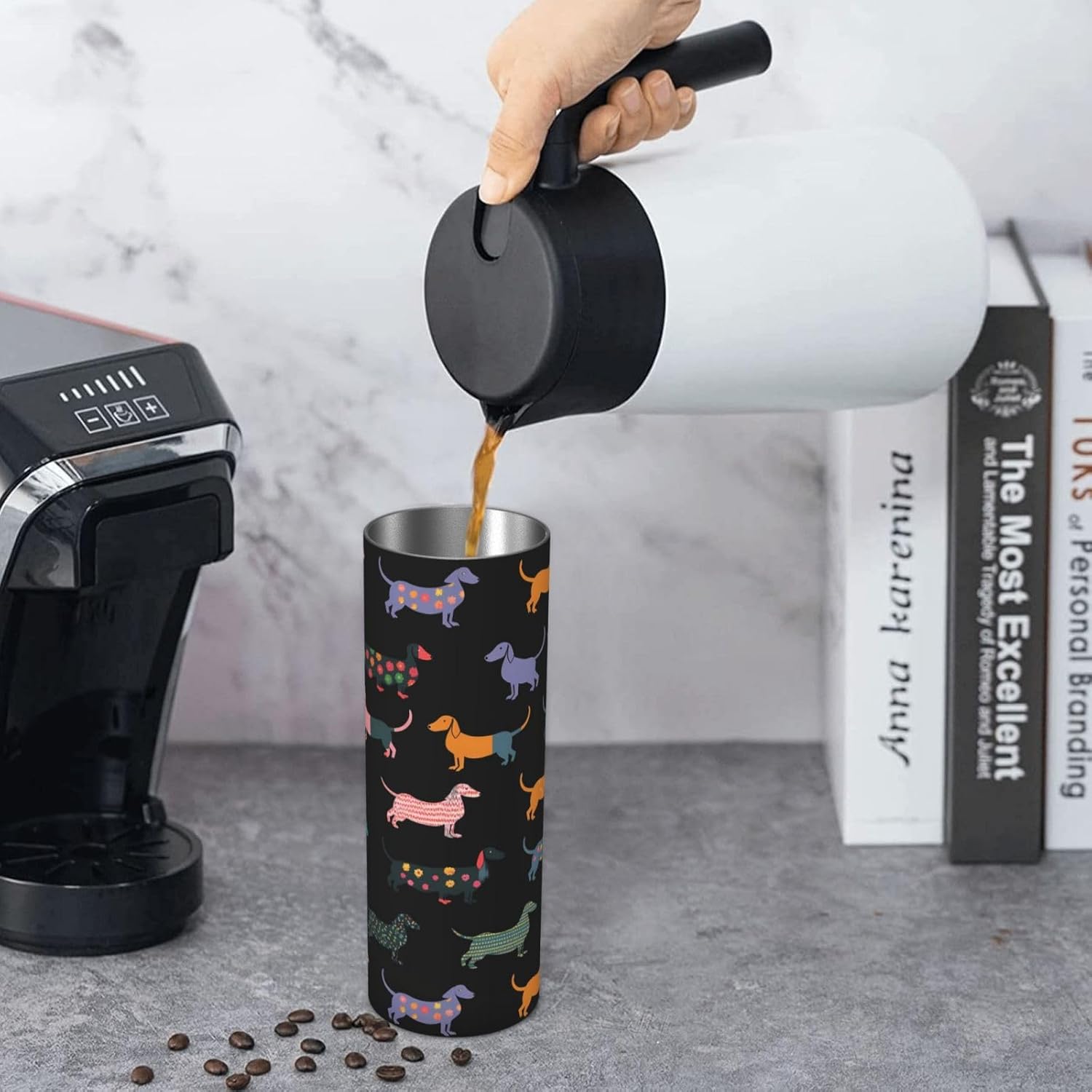 Colorido vaso aislado de acero inoxidable de 20 onzas, taza de café con tapa a prueba de salpicaduras y popote para hombres, mujeres y amantes