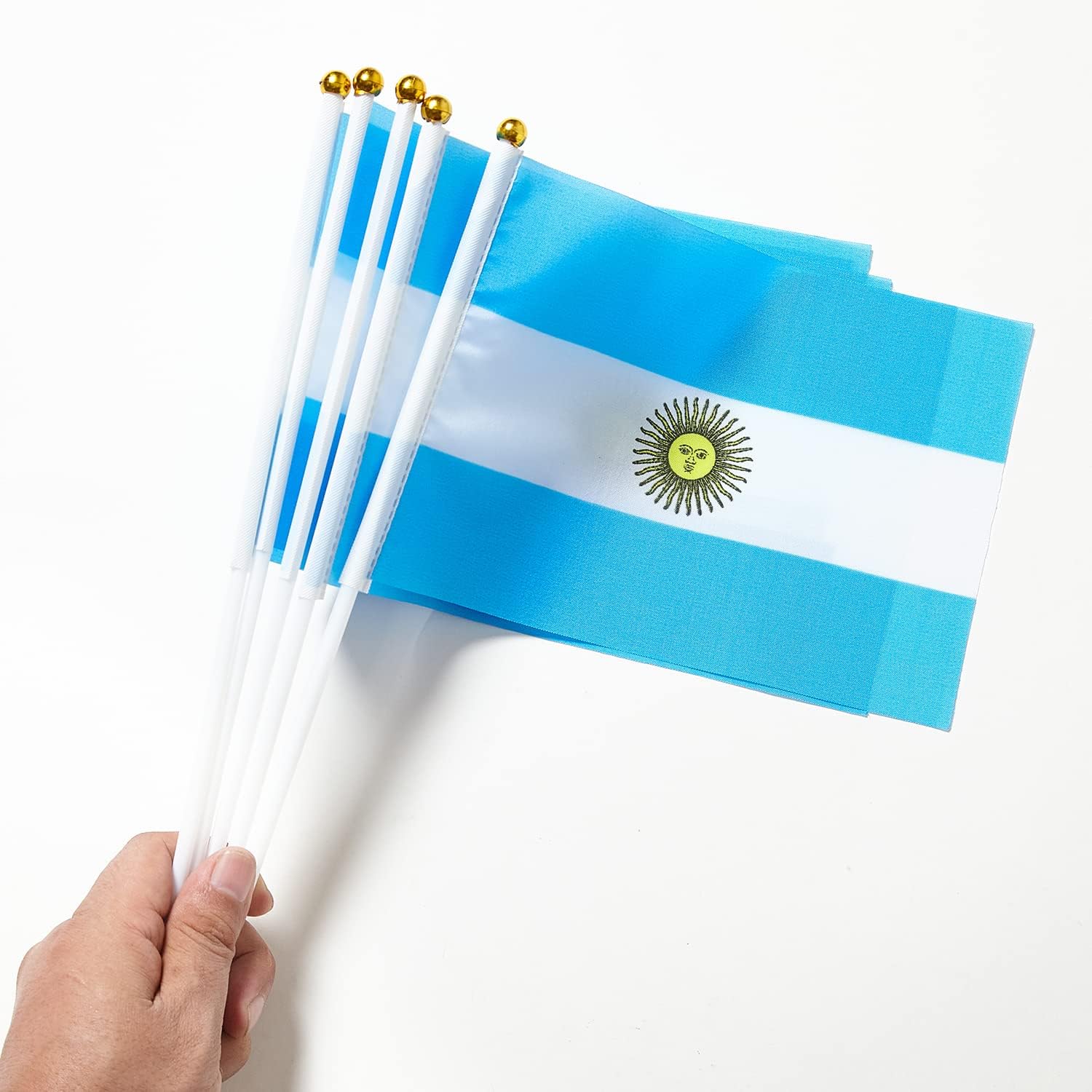Bandera argentina de escritorio con bandera argentina, pequeñas banderas de mesa argentina para oficina con decoración de base de soporte (paquete