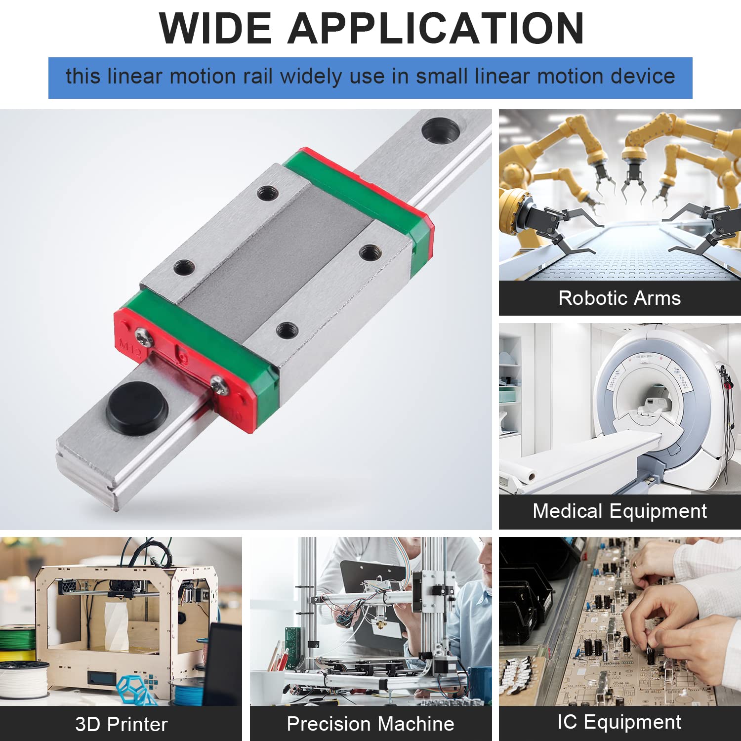 Guía de riel lineal MGN9 de 13.780 in con bloque de transporte de rodamientos lineales MGN9H, mini riel lineal para impresora 3D de bricolaje (tipo