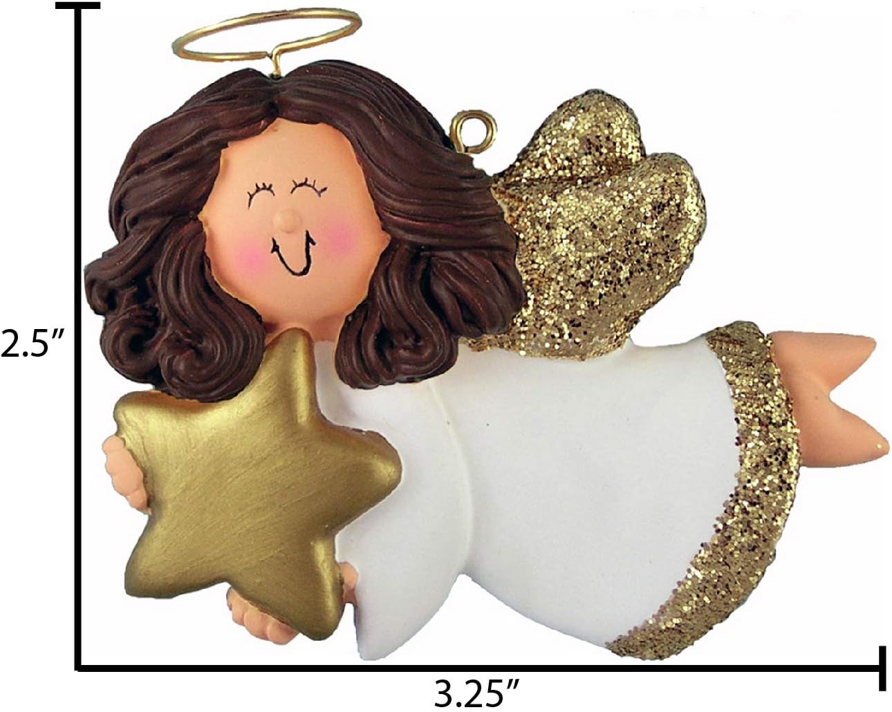 Adorno de Navidad de ángel personalizado 2024  Lindos adornos de ángel hembra morena, decoraciones de Navidad, recuerdo de ángel de la guarda, alas